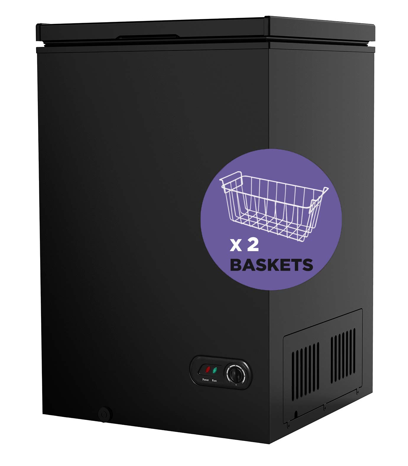Northair 3.5 Cu Ft Compact Chest Freezer with 2 Removable Baskets - Ultra Quiet Operation - 7 Adjustable Temperature Settings - Perfect for Home, Garage, Basement or Small Spaces - Black