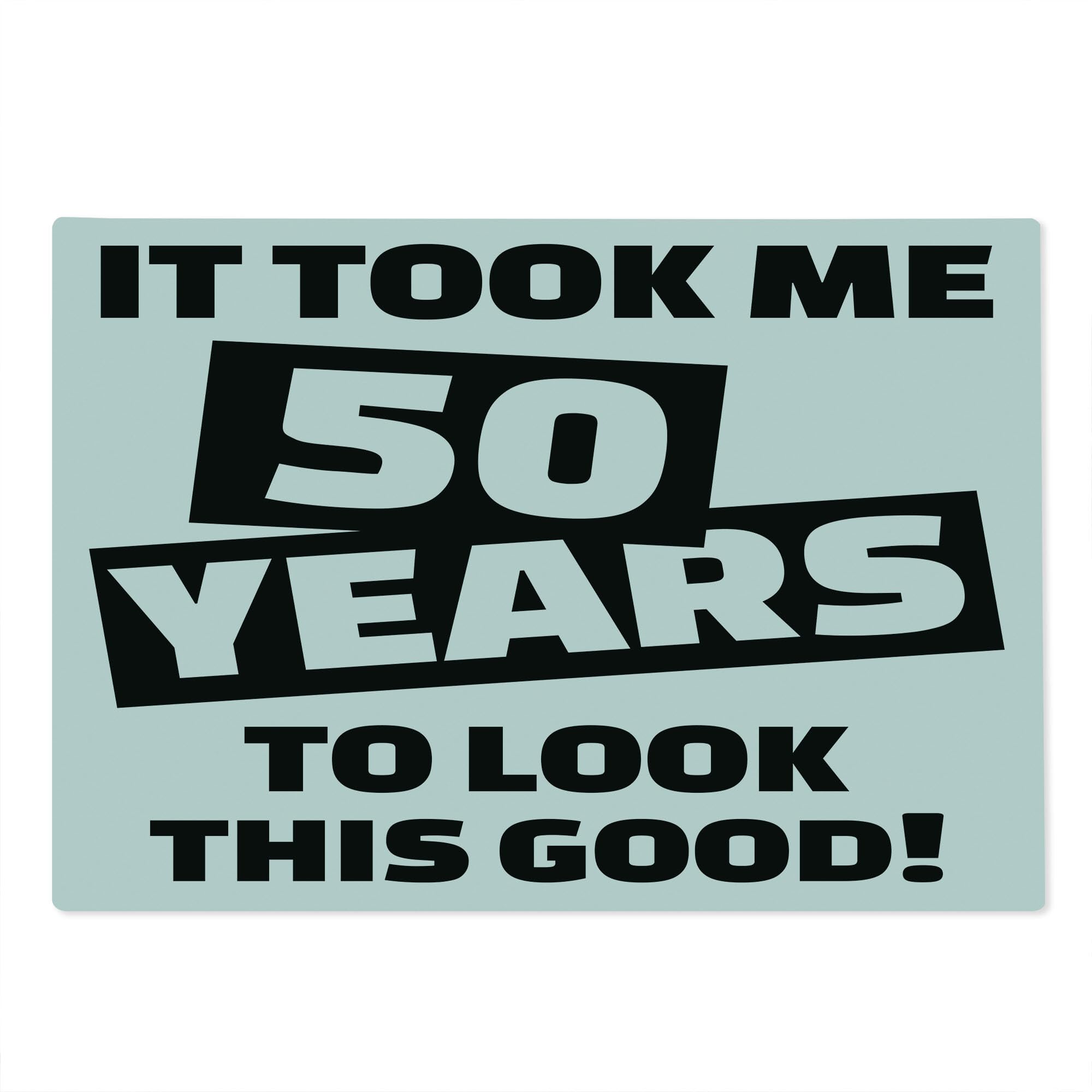 **Ambesonne 50th Birthday Cutting Board – Funny Happy Face Design, Tempered Glass Serving Board for Kitchen & Party – Large Black & White Decorative Board for Cheese, Charcuterie & Gifts**