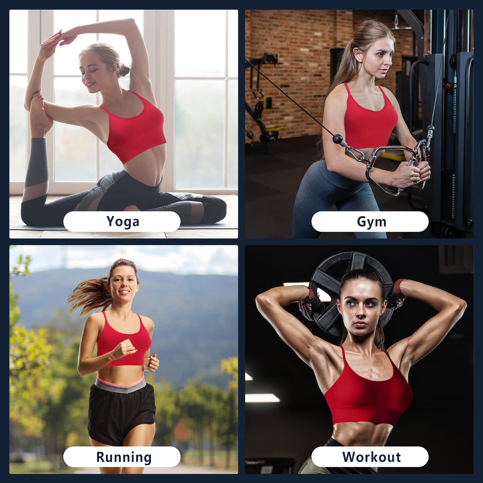 High Support Medium Impact Sports Bra for Women - Padded Strappy Workout Top with Breathable Fabric | Perfect for Yoga, Running & Gym Training