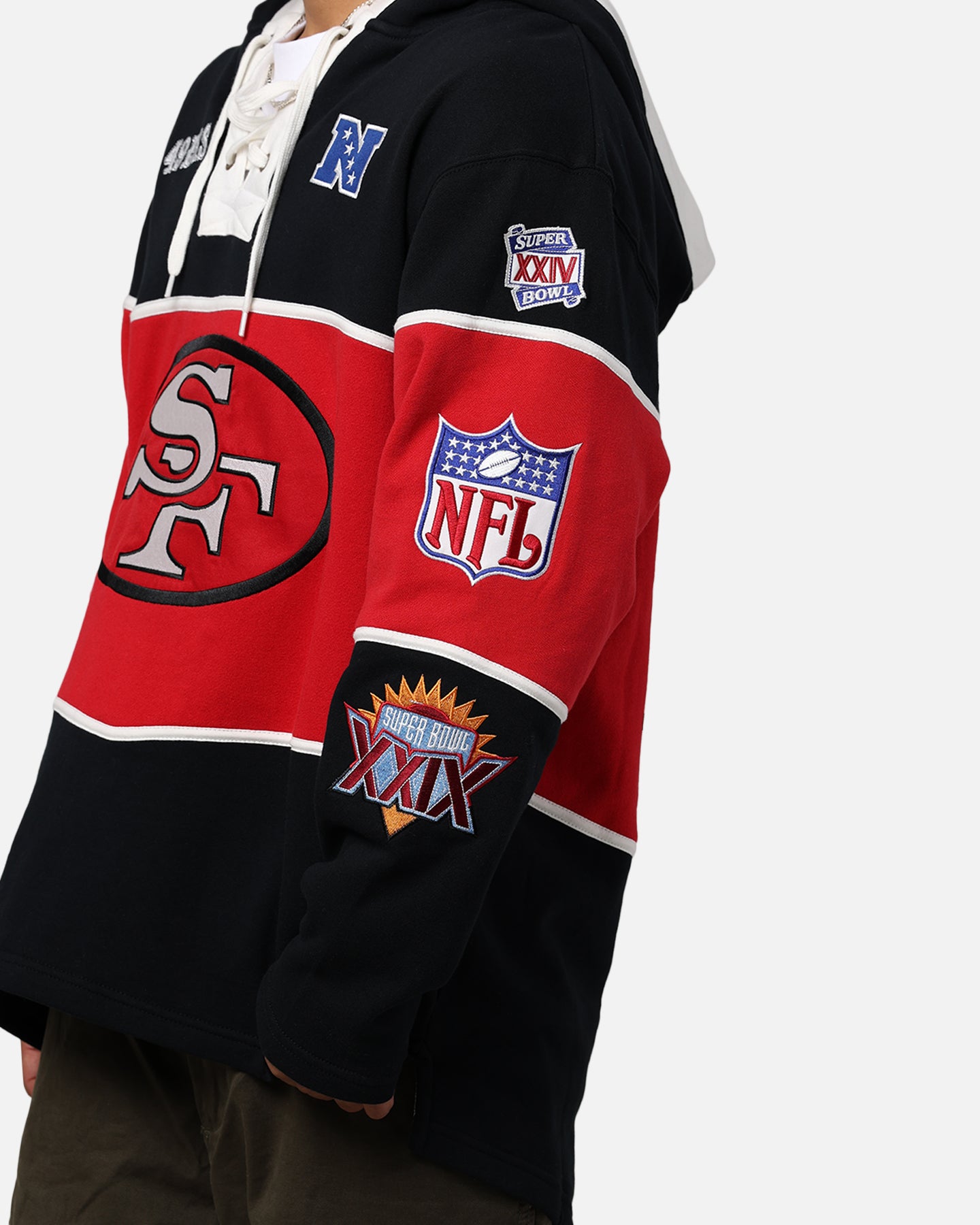 47 Brand San Francisco 49ers Super Bowl Gridiron Lacer Hoodie - Jet Black NFL Fan Apparel for Men & Women - Perfect for Game Day, Tailgating, and Football Season