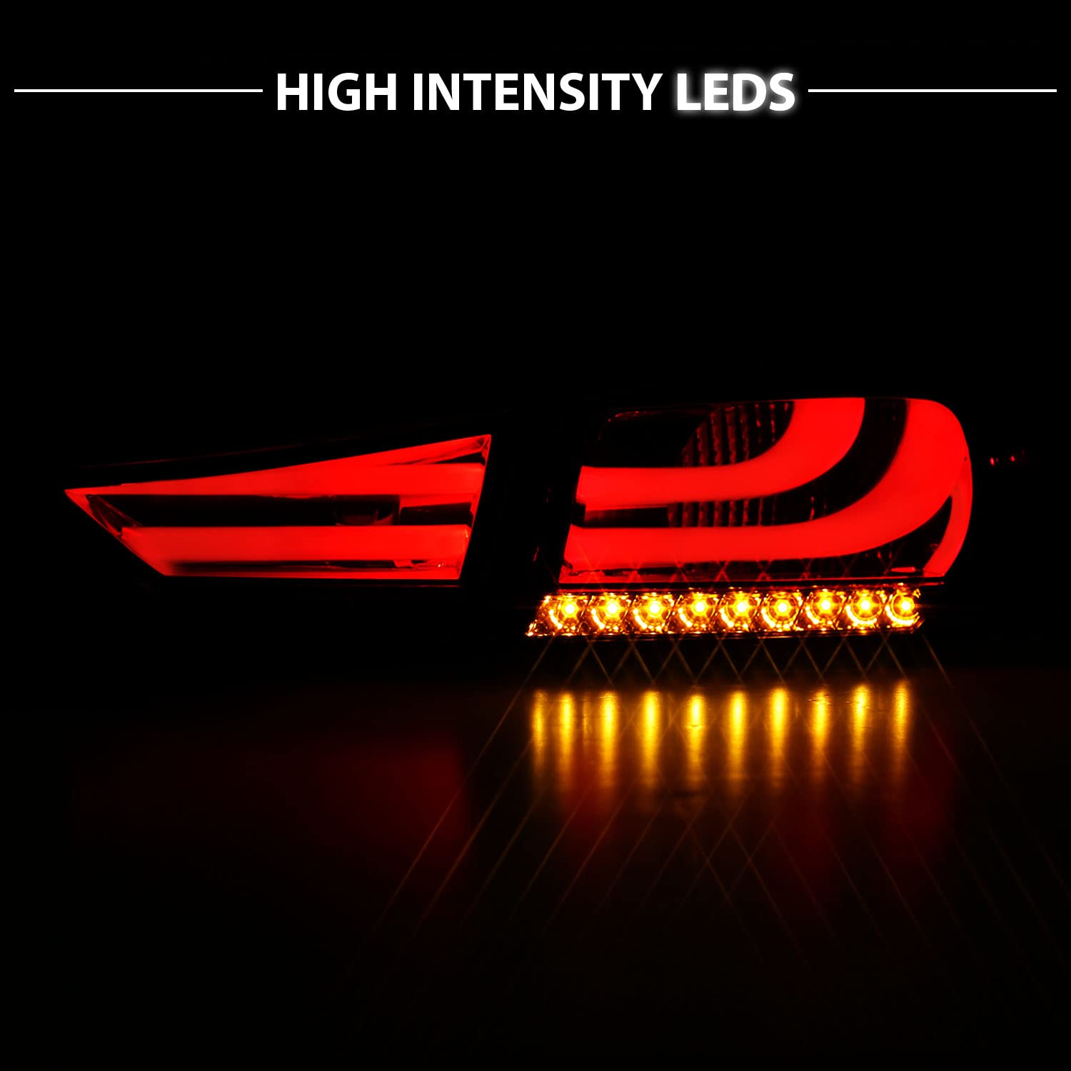AmeriLite LED Smoke Brake Tail Lights Replacement Set for Hyundai Elantra (4-Piece) - Left & Right Side - Durable, Waterproof, Easy Installation - Perfect for Night Driving & Car Customization