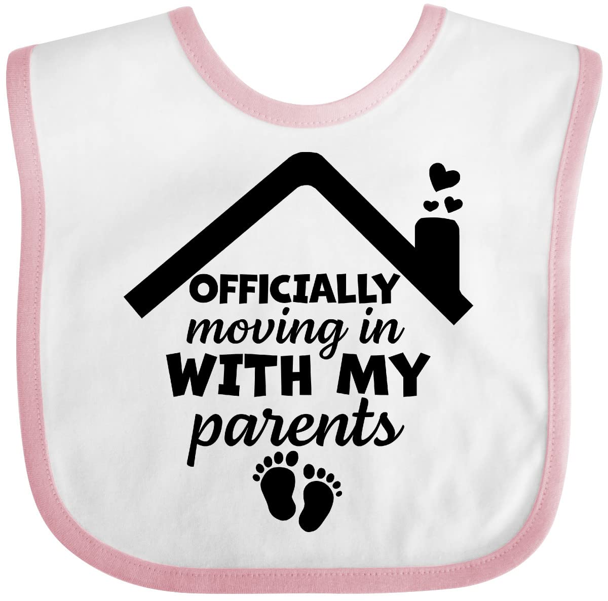 Inktastic NICU Graduate Officially Moving in with My Parents Baby Bib - Soft Cotton Drool Bibs for Newborns & Infants - Perfect for Feeding, Teething & Everyday Use - Cute Gift for Preemie Graduates & New Parents