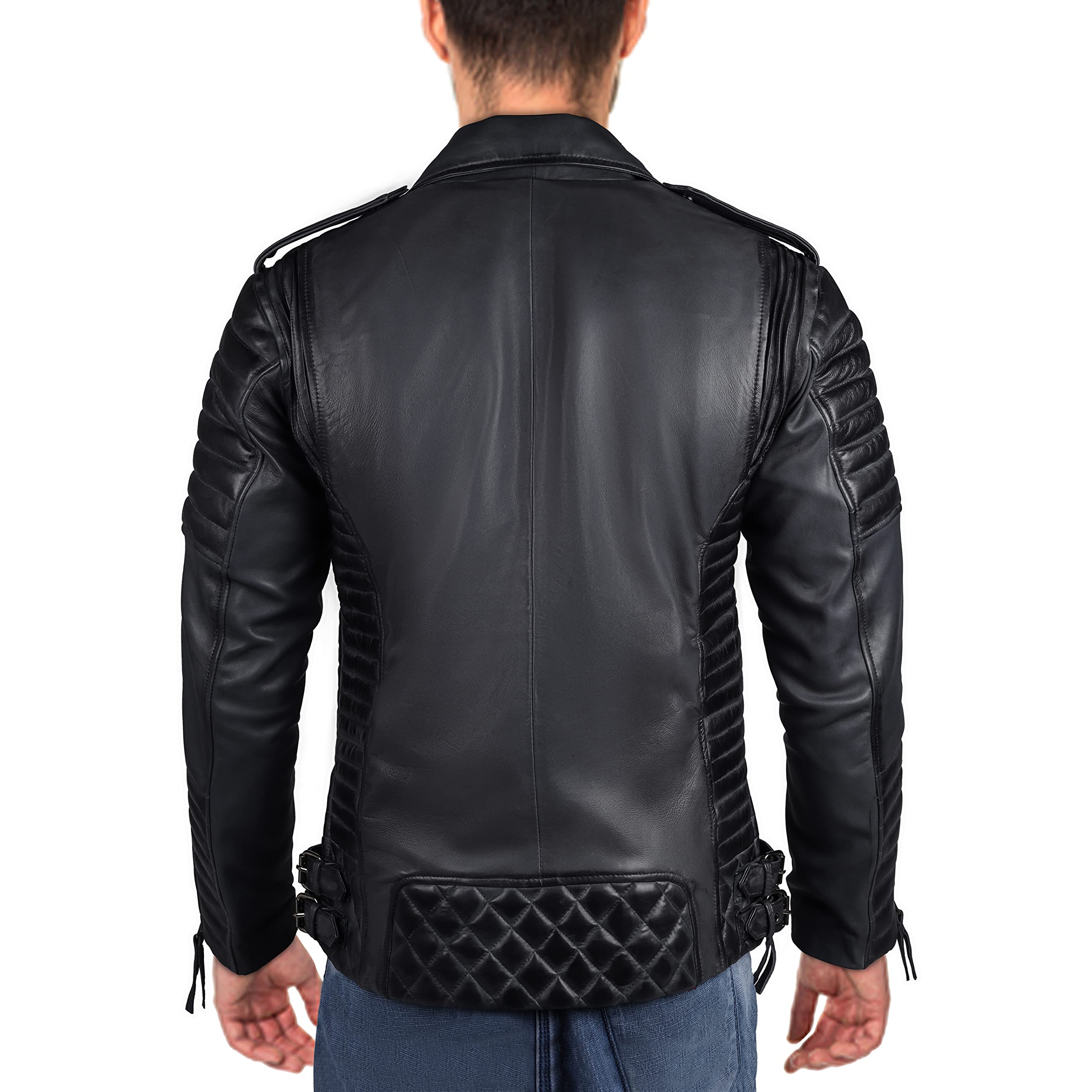 Men's Genuine Leather Jacket - XS Black | Stylish & Durable for Casual Wear & Motorcycle Riding
