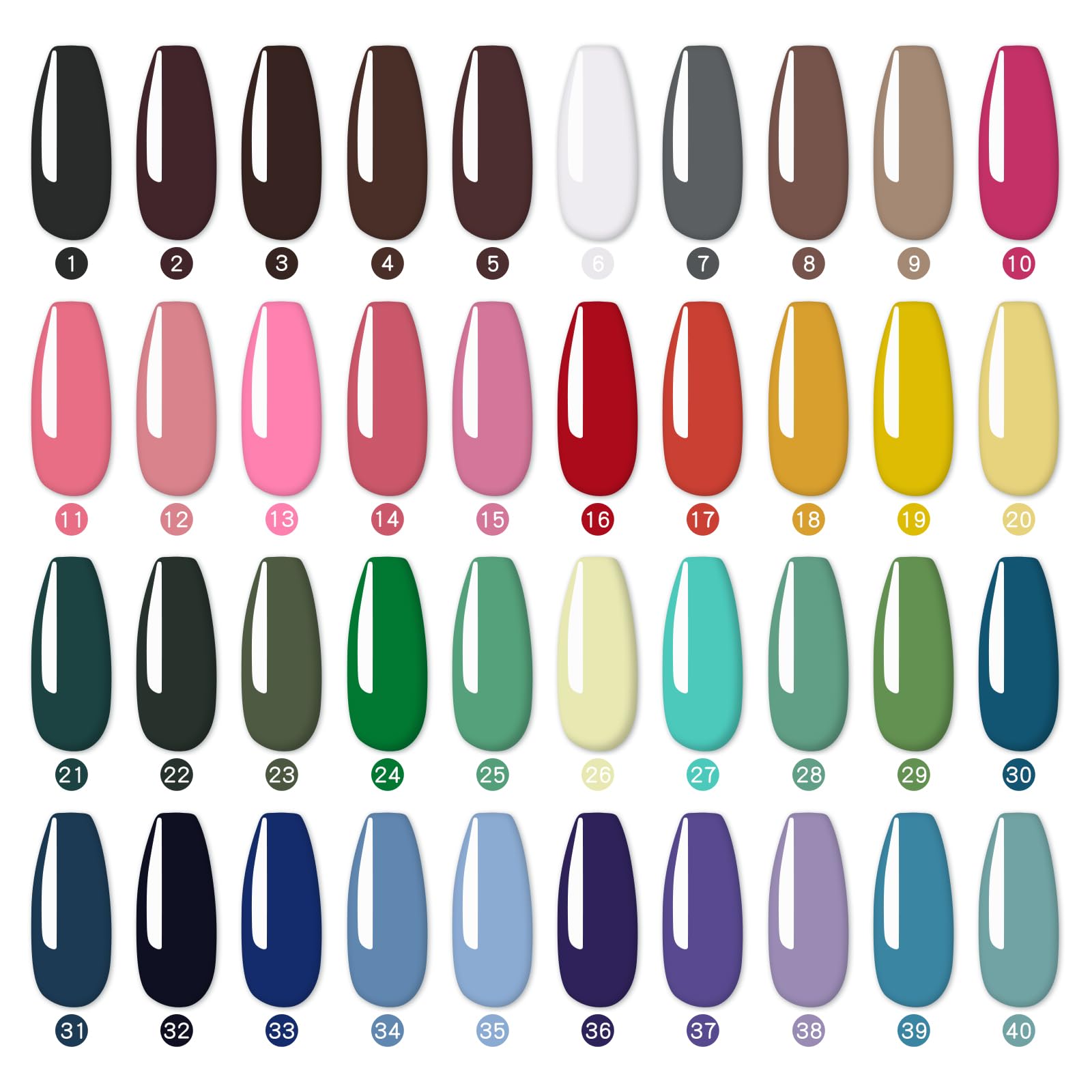 40 Colors UV LED Gel Palette for Nail Art - DIY Painting Gel with Individual Squares | Perfect for Salon, Home Manicure & Nail Design Practice