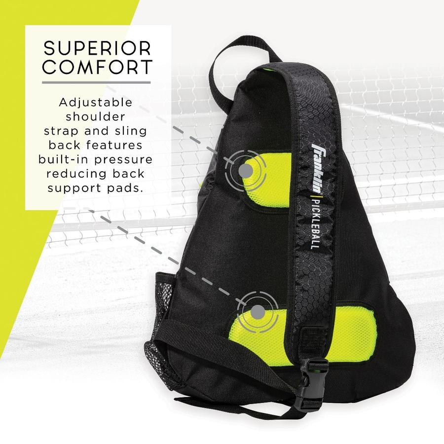 Franklin Pickleball Sling Bag - Lightweight & Durable Pickleball Backpack for Paddles & Gear - Perfect for Court, Travel & Outdoor Sports (Black/Yellow)