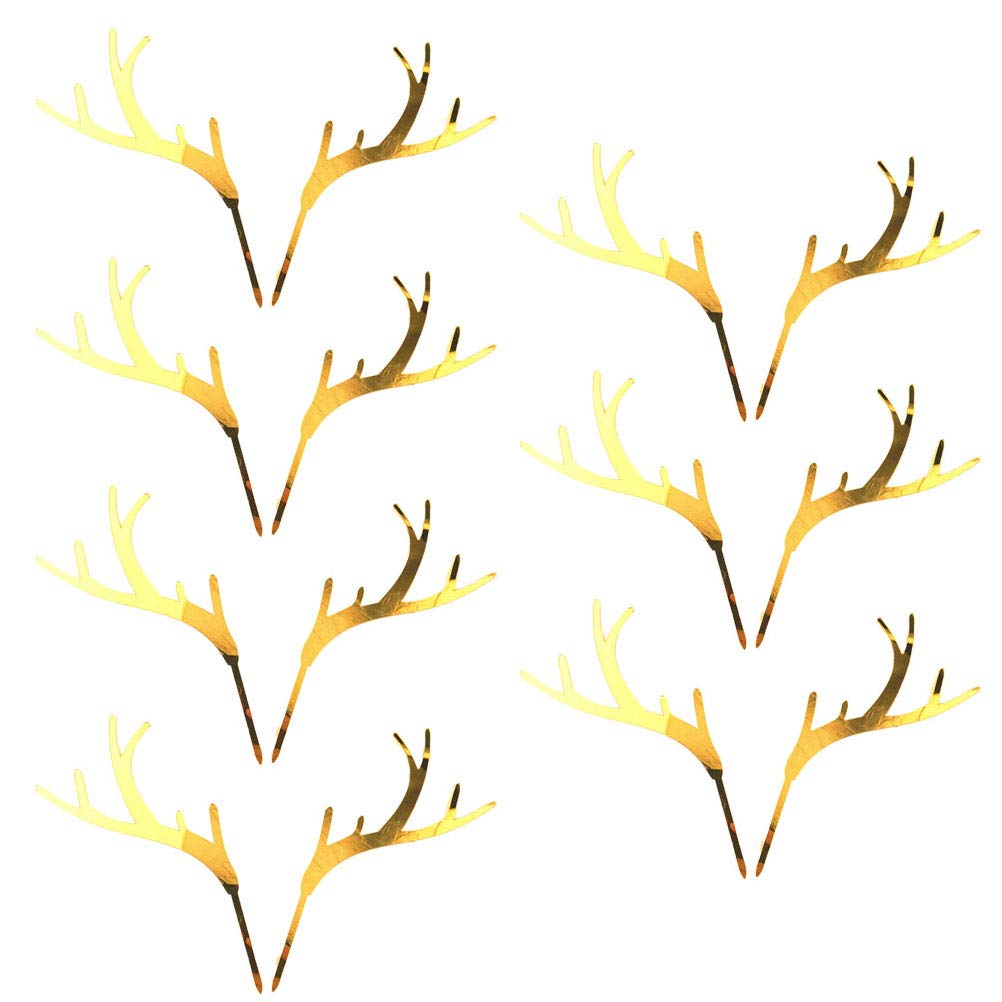 7 Pairs Acrylic Christmas Antlers Cake Toppers - Reindeer Horn Cake Decorations for Holiday Parties, Birthday Cakes, and Festive Dessert Decorating