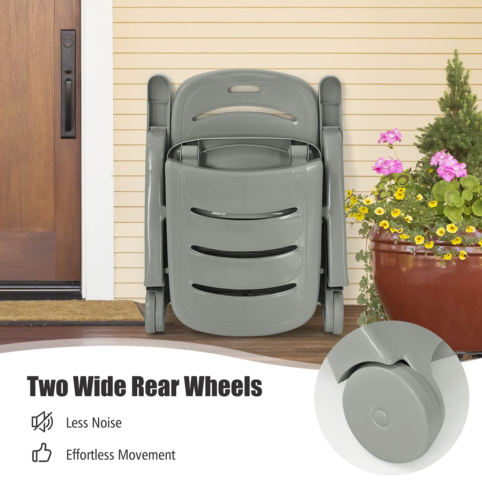 Giantex Folding Patio Chaise Lounge Recliner with Wheels - 5 Adjustable Positions, Armrests & Rolling Design - Perfect for Poolside, Backyard, Garden, Beach & Outdoor Sunbathing (Gray, 2-Pack) - Ideal for Relaxing by the Pool, Lounging in the Yard or Soaking Up Sun at the Beach