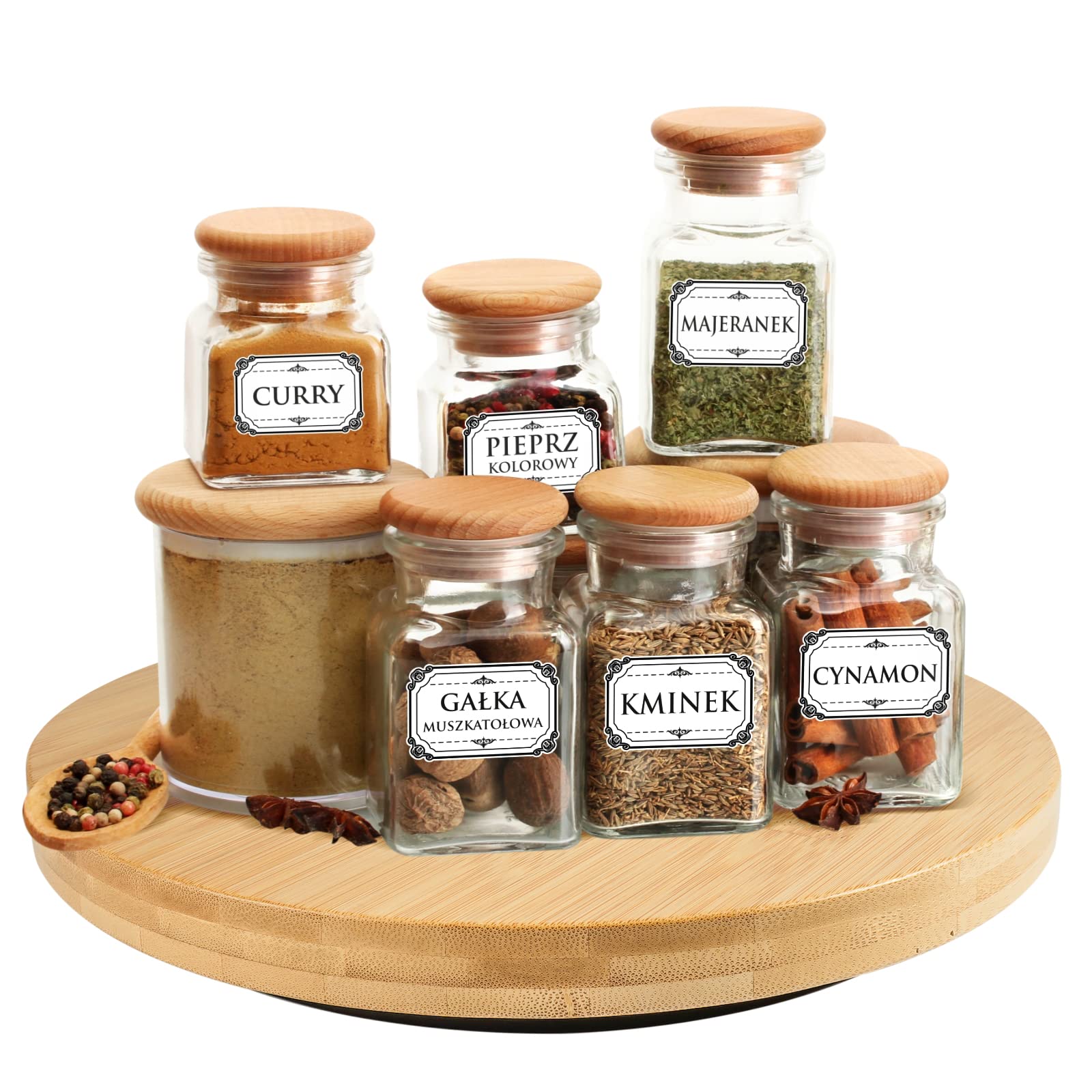 10 Inch Bamboo Lazy Susan Turntable Organizer - Spinning Kitchen Cabinet Organizer for Spices, Condiments & Pantry Storage - Perfect for Countertop, Dining Table & Cabinet Organization