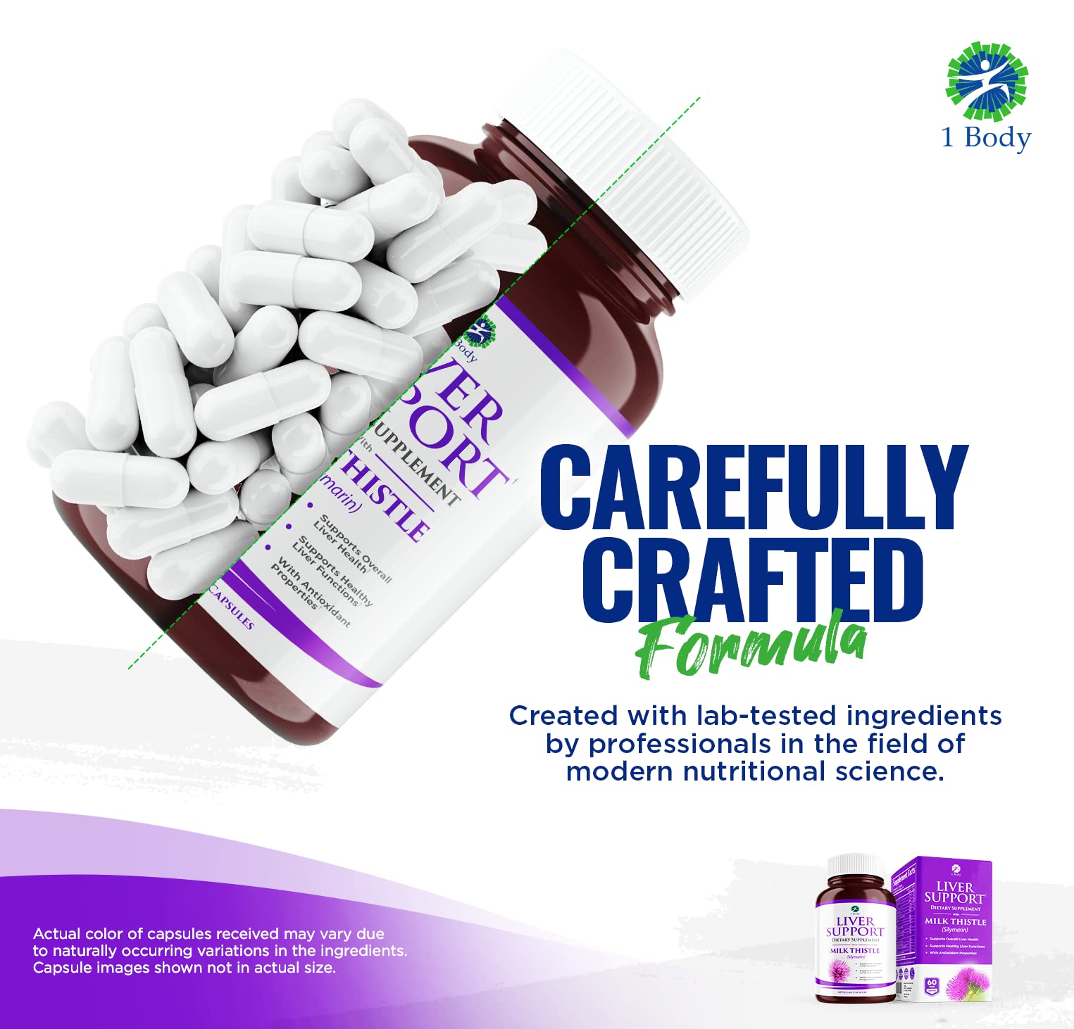 Liver Support Supplement with Milk Thistle, Turmeric & Dandelion - 60 Vegan Silymarin Capsules for Detox & Liver Health | Artichoke & B12 Formula for Natural Cleansing | Supports Digestion & Energy Boost