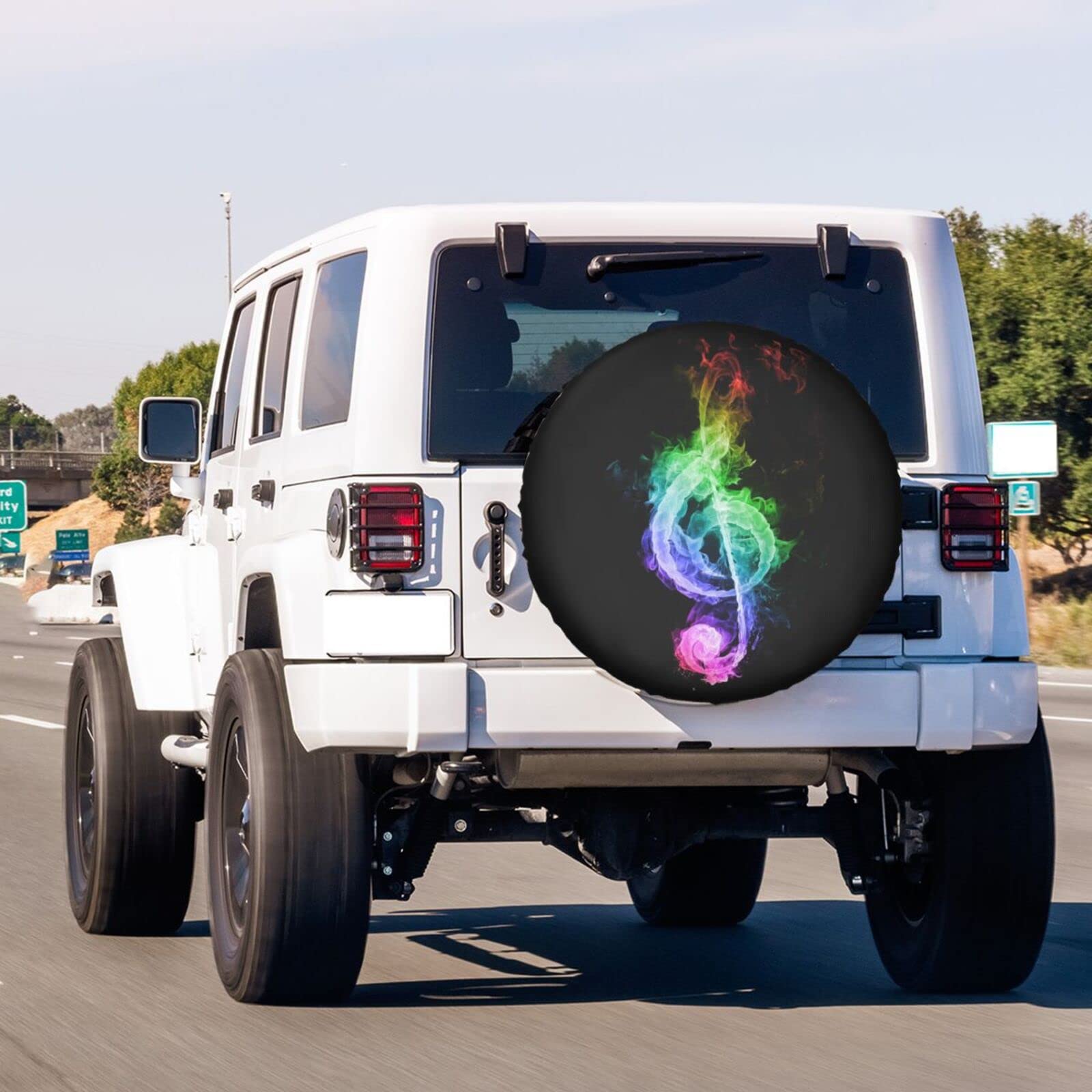 Vibrant Music Notes Spare Tire Cover - Waterproof & Dust-Proof Wheel Protector for Trailers, RVs, SUVs (Fits 14-17 Inch Tires) - Perfect for Road Trips & Outdoor Adventures