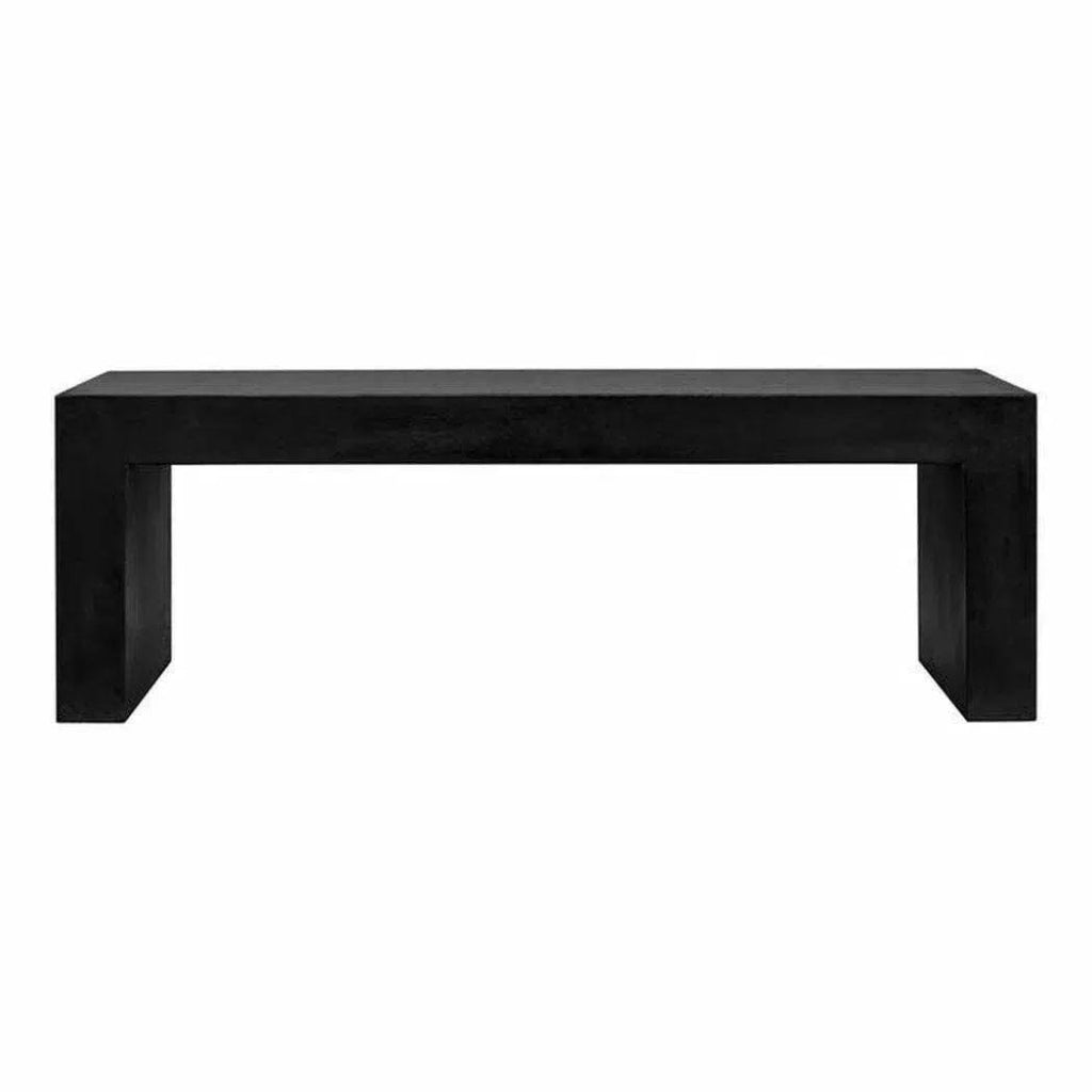 55 Inch Outdoor Bench Black Contemporary - Modern Patio Furniture for Garden, Backyard, and Poolside Relaxation
