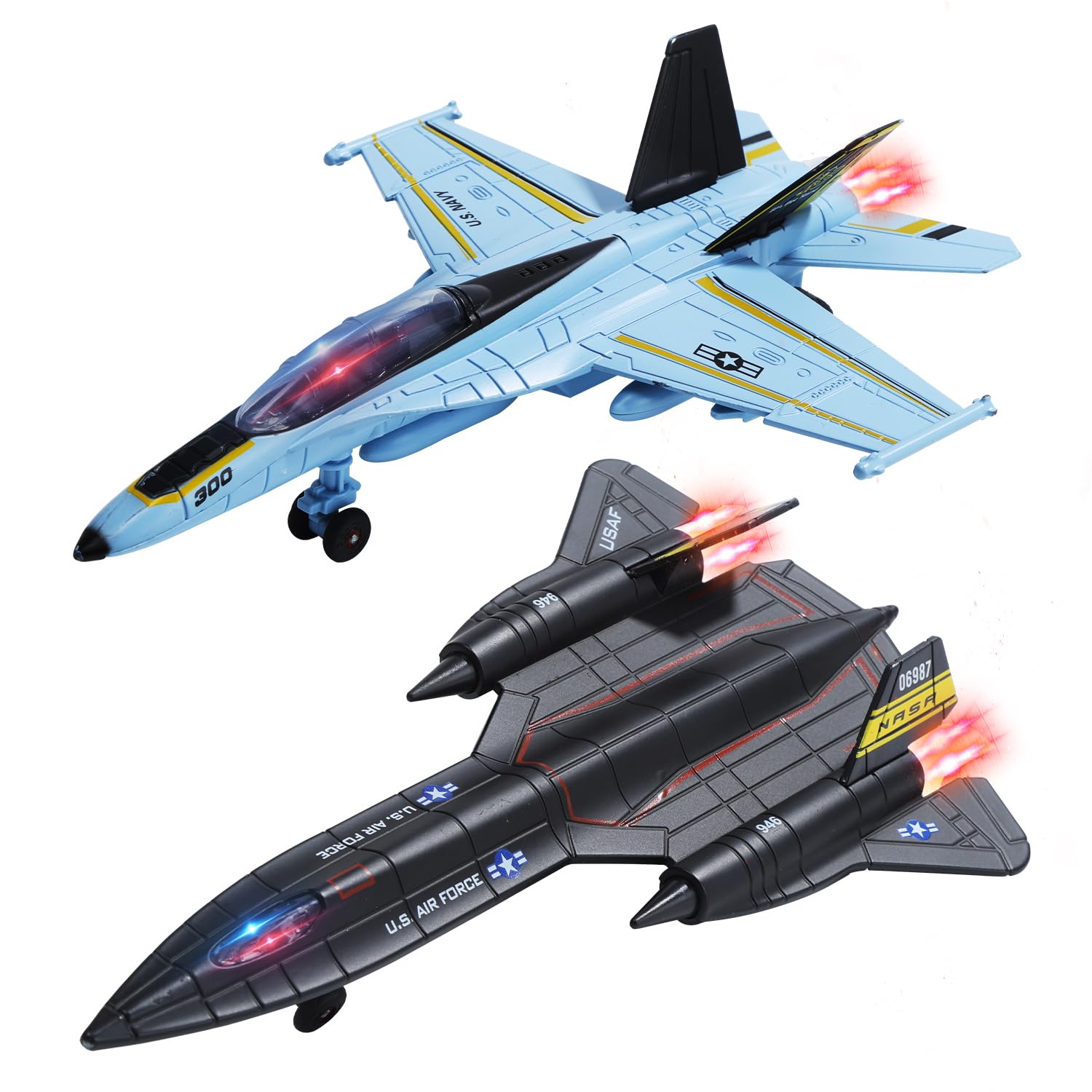 Double Metal Fighter Army Toy Airplane Model with Sound & Light - Pull Back Alloy Military Jet Diecast Toy for Kids | Perfect Birthday Gift for Toddler Boys & Girls | Great for Pretend Play, Collecting & STEM Learning