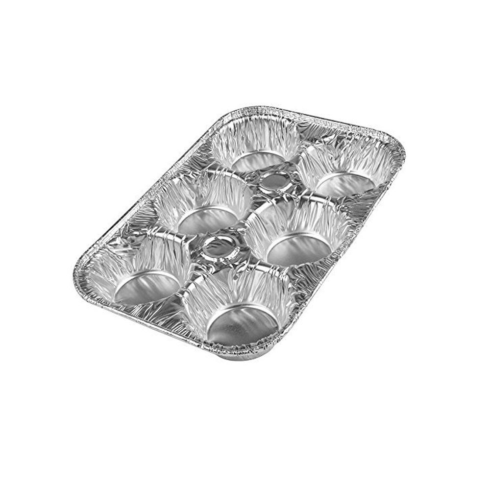 Disposable 6-Cup Aluminum Foil Muffin Pan - 100 Pack Non-Stick Cupcake Baking Containers for Parties, Events & Home Baking | Perfect for Muffins, Cupcakes & Mini Desserts