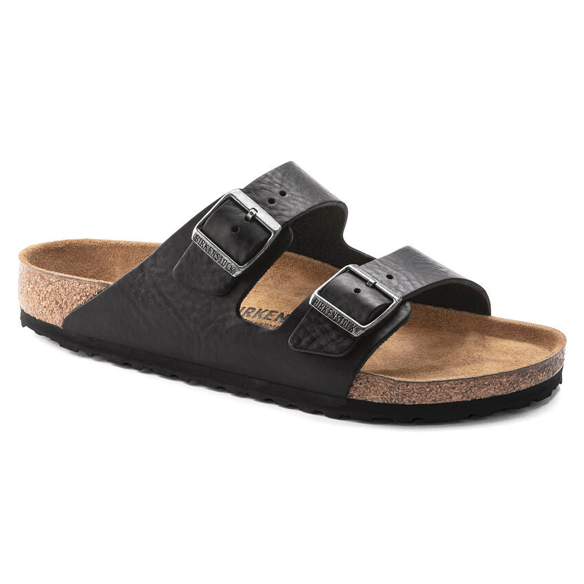 Birkenstock Men's Arizona Grip Leather Sandals - Vintage Wood Black | Comfortable & Durable Footwear for Walking, Travel & Casual Wear