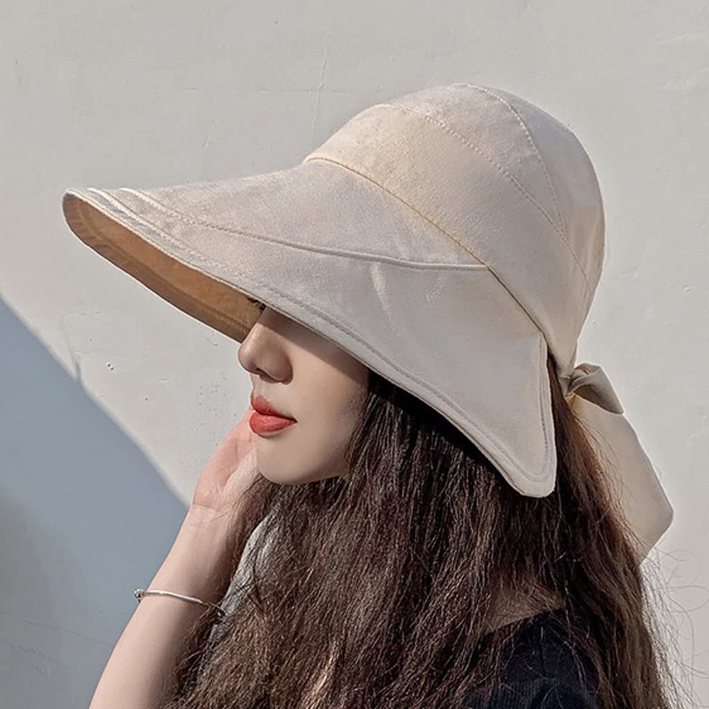 TJLSS Women's Wide Brim Panama Sun Hat - UPF 50+ UV Protection Summer Beach Visor Bucket Hat (55-59cm, Beige) - Perfect for Beach Vacations, Pool Parties & Outdoor Activities
