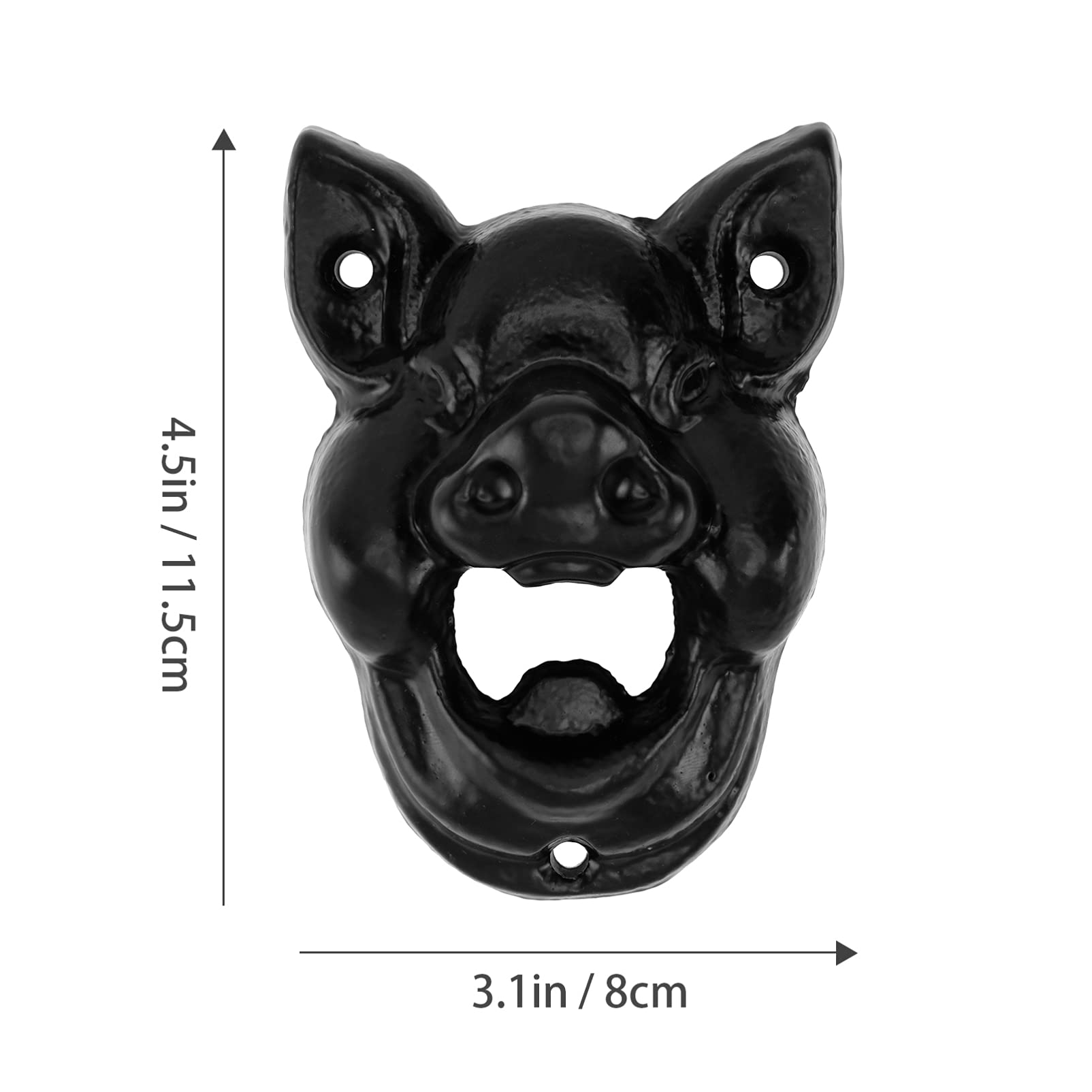 Vintage Cast Iron Pig Head Wall Mounted Bottle Opener - Animal Teeth Design Beer Cap Opener Tool for Bartenders - Perfect for Bars, KTV, Hotels, Housewarming Gifts & Home Kitchen Use (Black)
