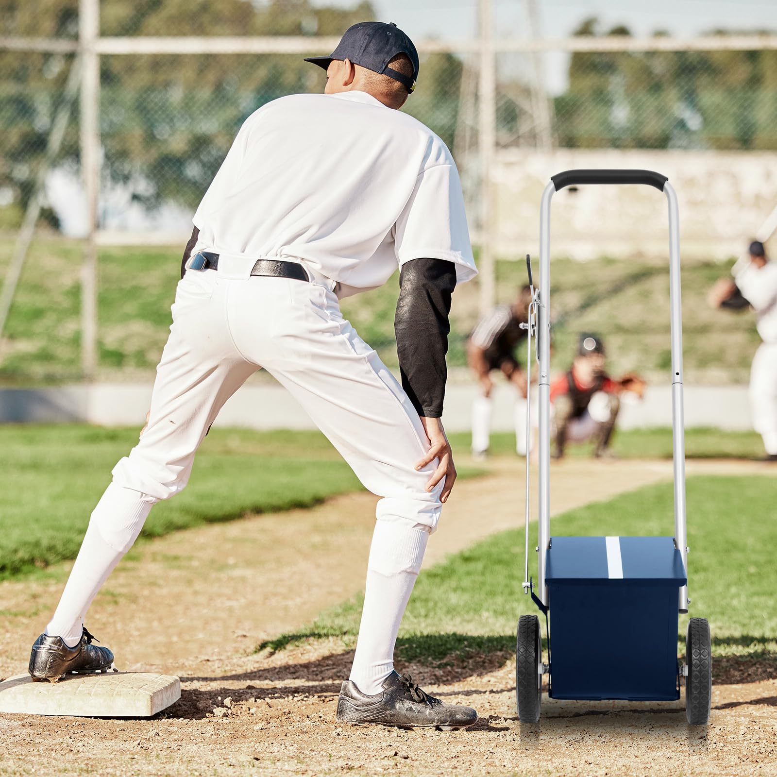 Heavy Duty Steel Baseball & Softball Field Dry Line Chalker Machine - Adjustable 2