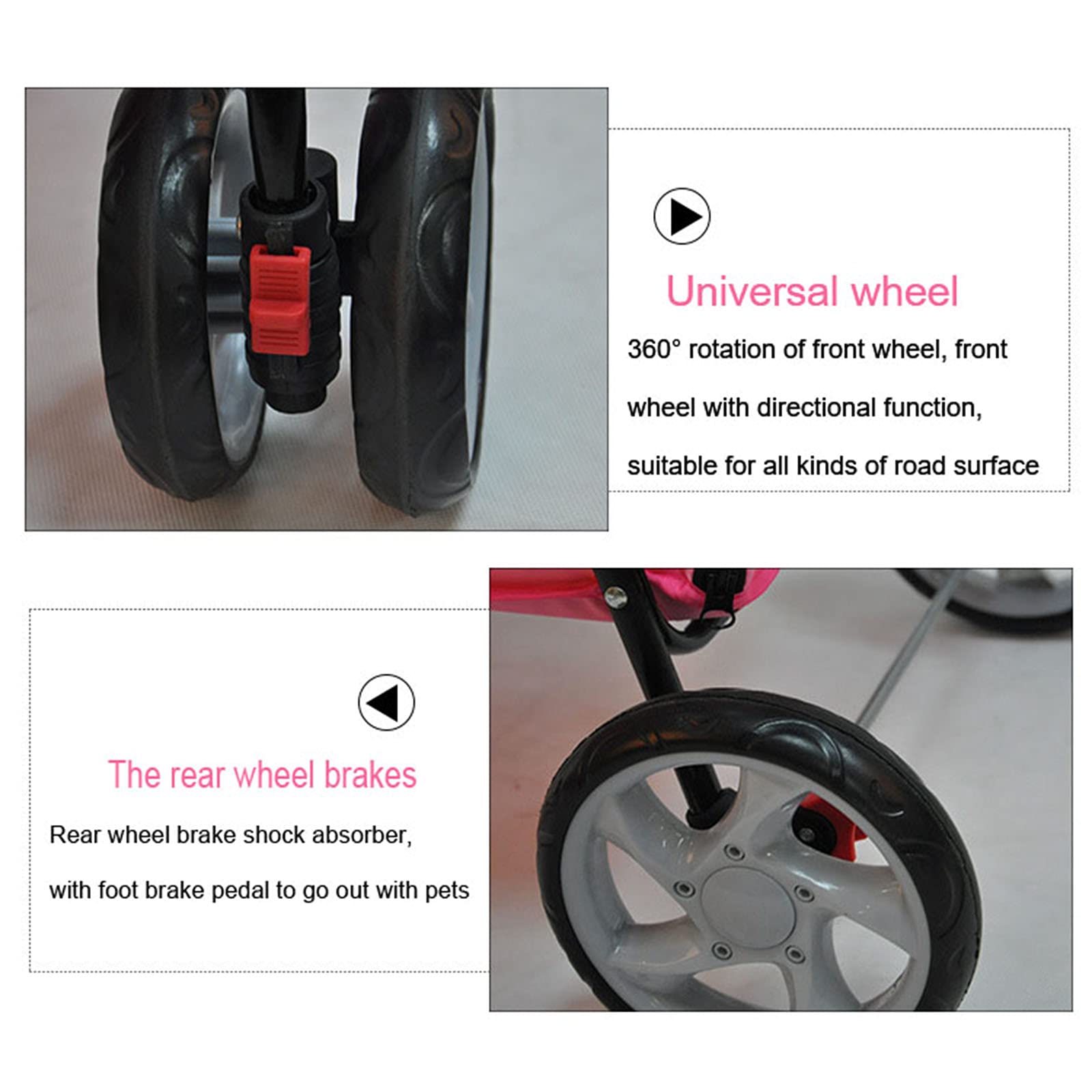 Foldable 4-Wheel Pet Stroller for Small & Medium Dogs & Large Cats - Lightweight & Reversible Design for Outdoor Travel, Walks & Vet Visits