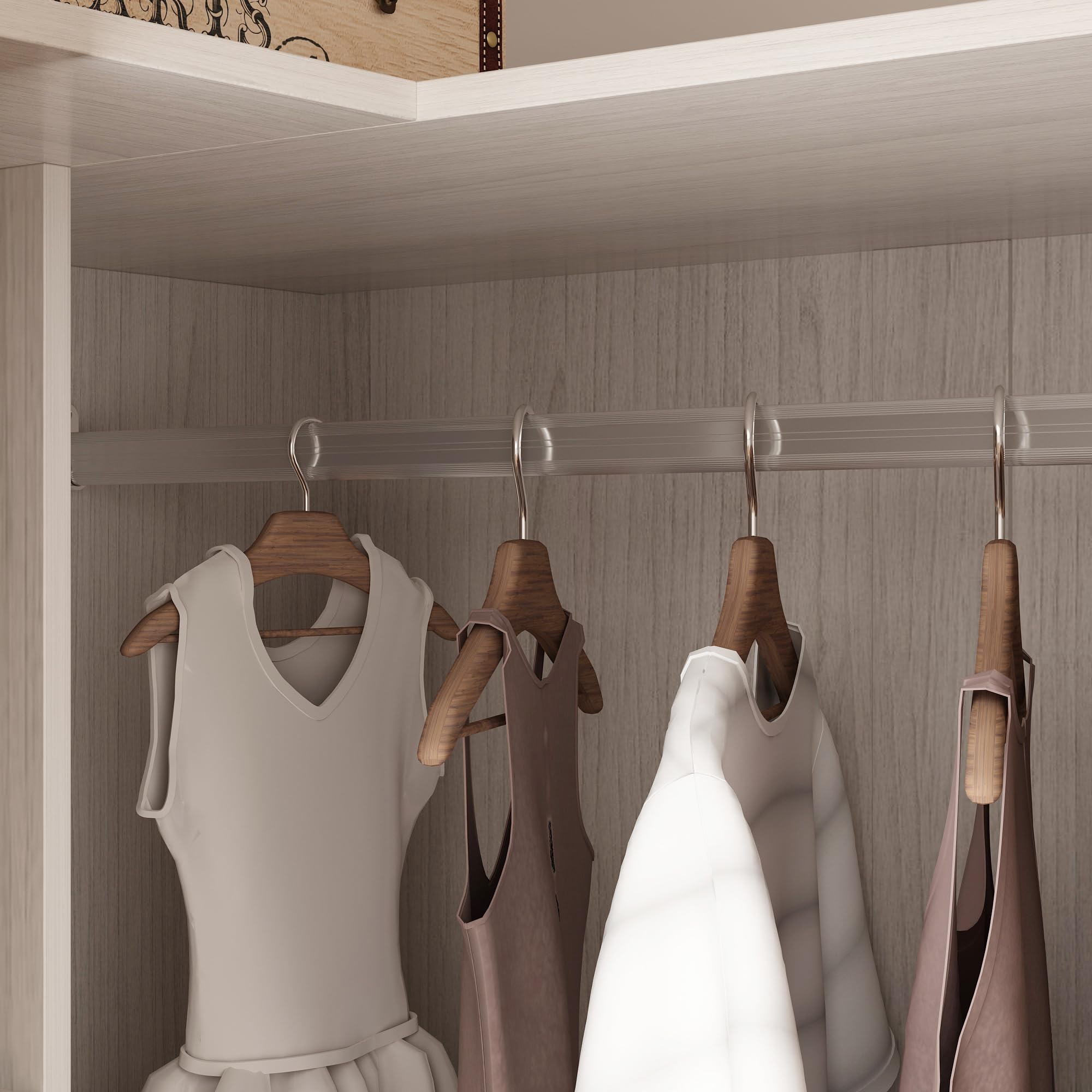 Homsee Warm Grey L-Shape Armoire Wardrobe Closet with Frosted Glass Doors - Wooden Storage Cabinet with Hanging Bar & Shelves for Bedroom (35.4”L x 35.4”W x 70.9”H) - Perfect for Small Spaces, Apartment Organization & Modern Home Decor