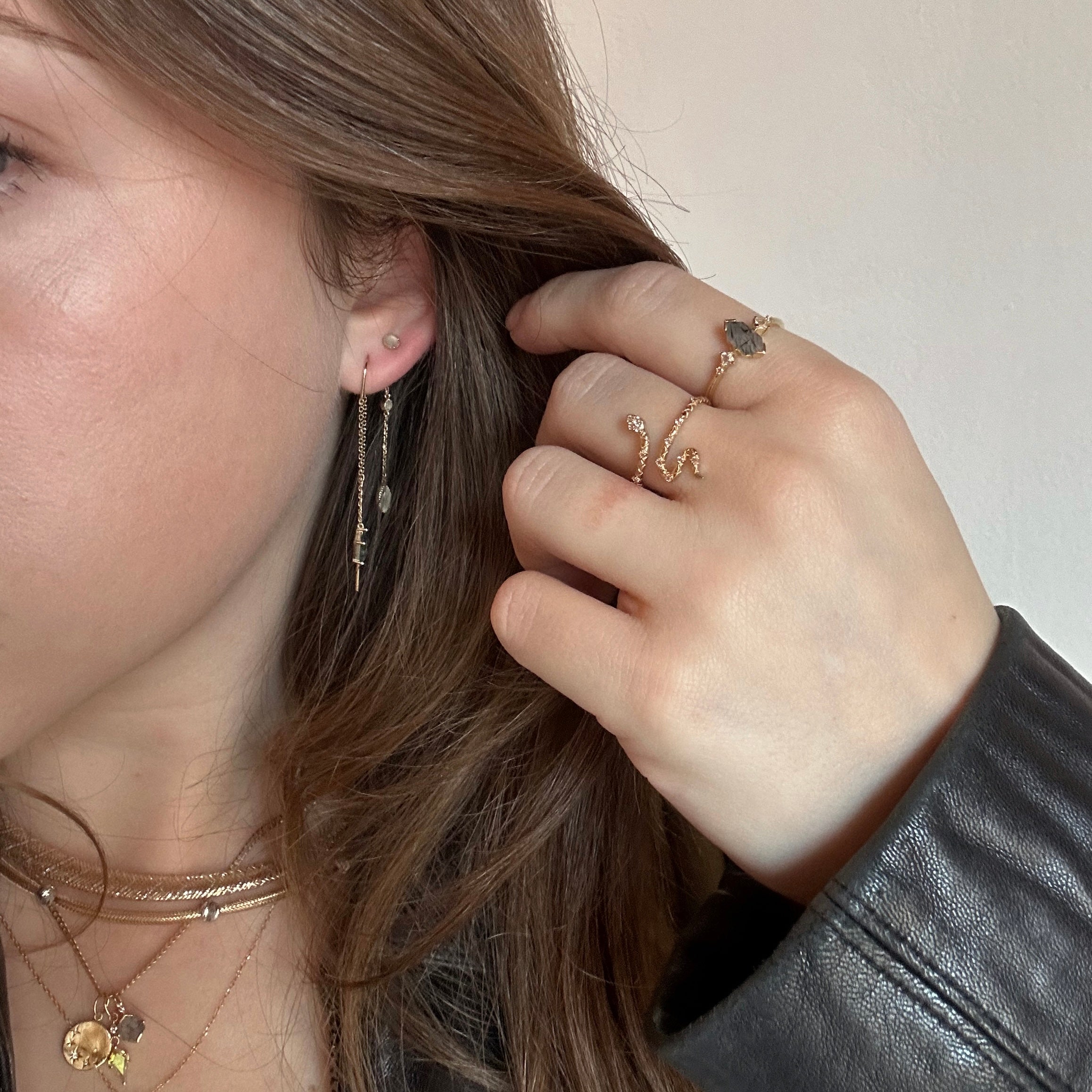 Solid Gold Aquatic Agate Kite Threader Earrings for Women - Elegant Dangle Jewelry Gift for Birthday, Anniversary & Special Occasions | Perfect for Beach Weddings, Summer Parties & Boho Fashion