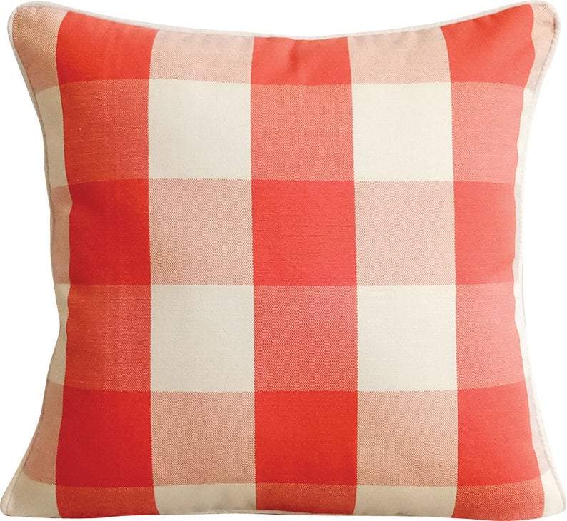Aqua Plaid Buffalo Check Throw Pillow Cover - Blue and White Cotton Decorative Cushion Case for Sofa, Bed, Living Room & Home Decor
