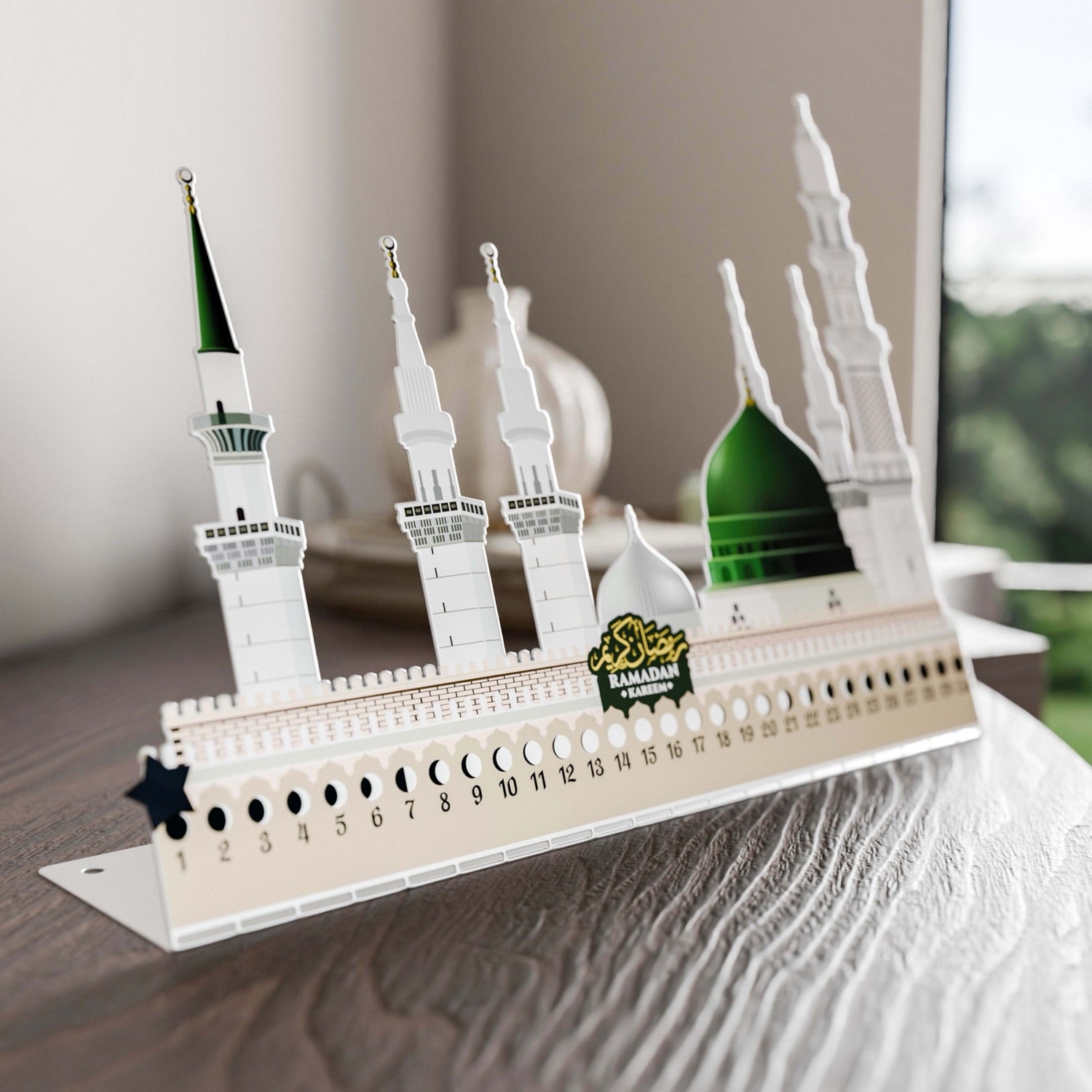 Masjid An Nabawi Ramadan Calendar 2024 - Islamic Wall Art & Table Decor for Ramadan Kareem - Perfect for Home, Mosque & Gift Giving During Holy Month