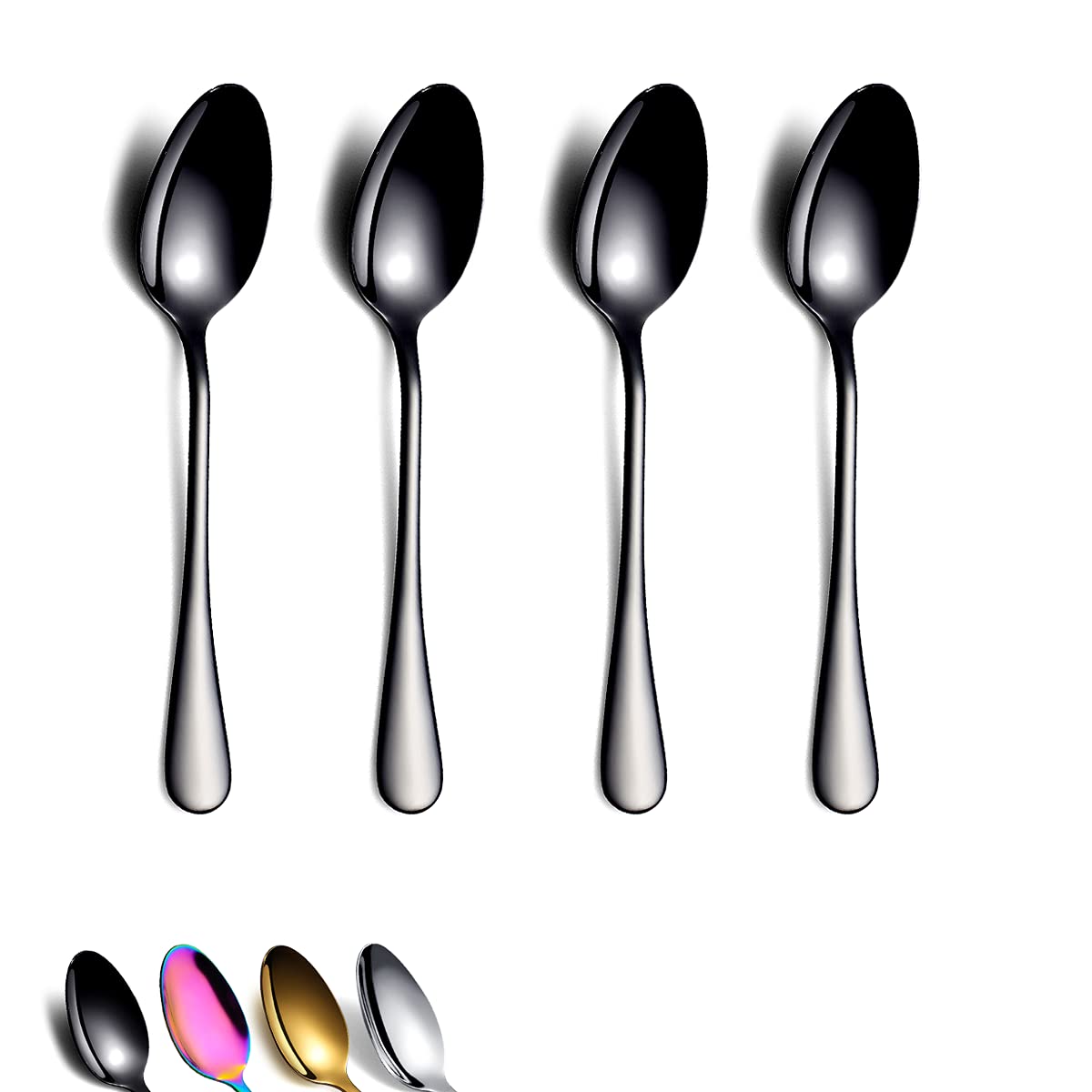 Premium Black Teaspoons Set of 4 - 6.5