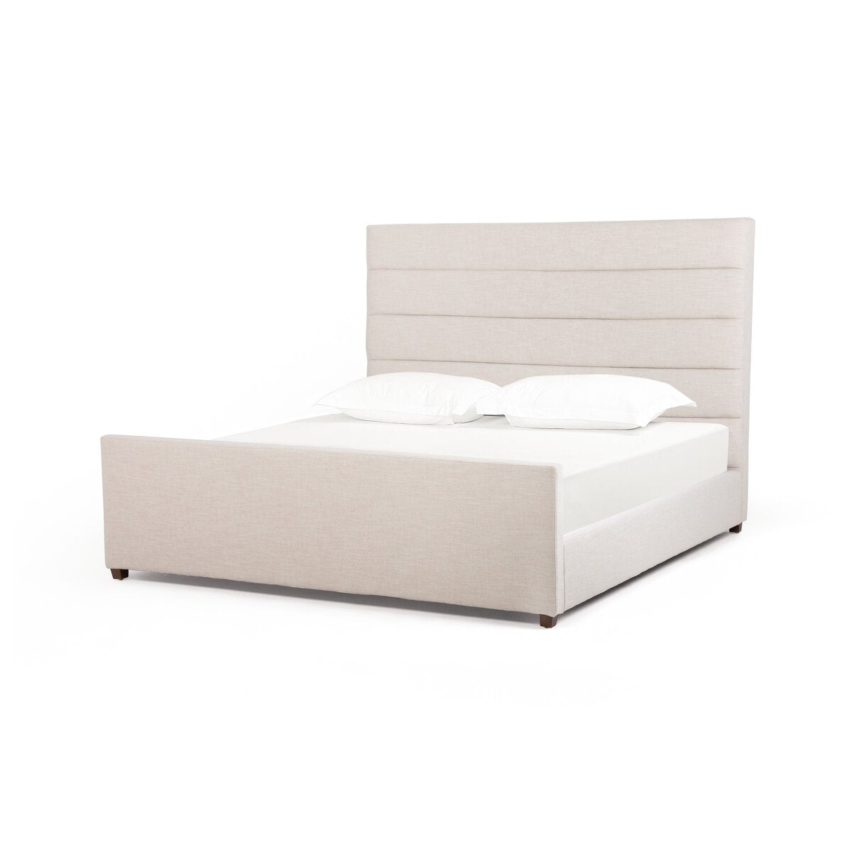 Daphne Bed - Queen Size Upholstered Platform Bed Frame with Wooden Slats & Sturdy Metal Legs | Modern Bedroom Furniture for Home, Apartment, Guest Room