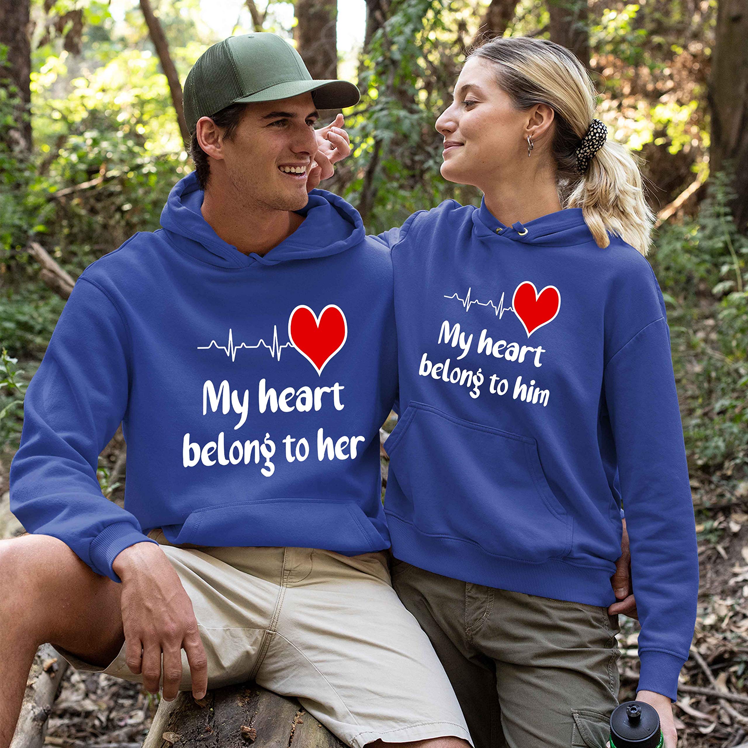 Best Family Gifts: My Heart Belongs To Him/Her Unisex Hoodies For Couples - Perfect For Date Nights & Cozy Evenings