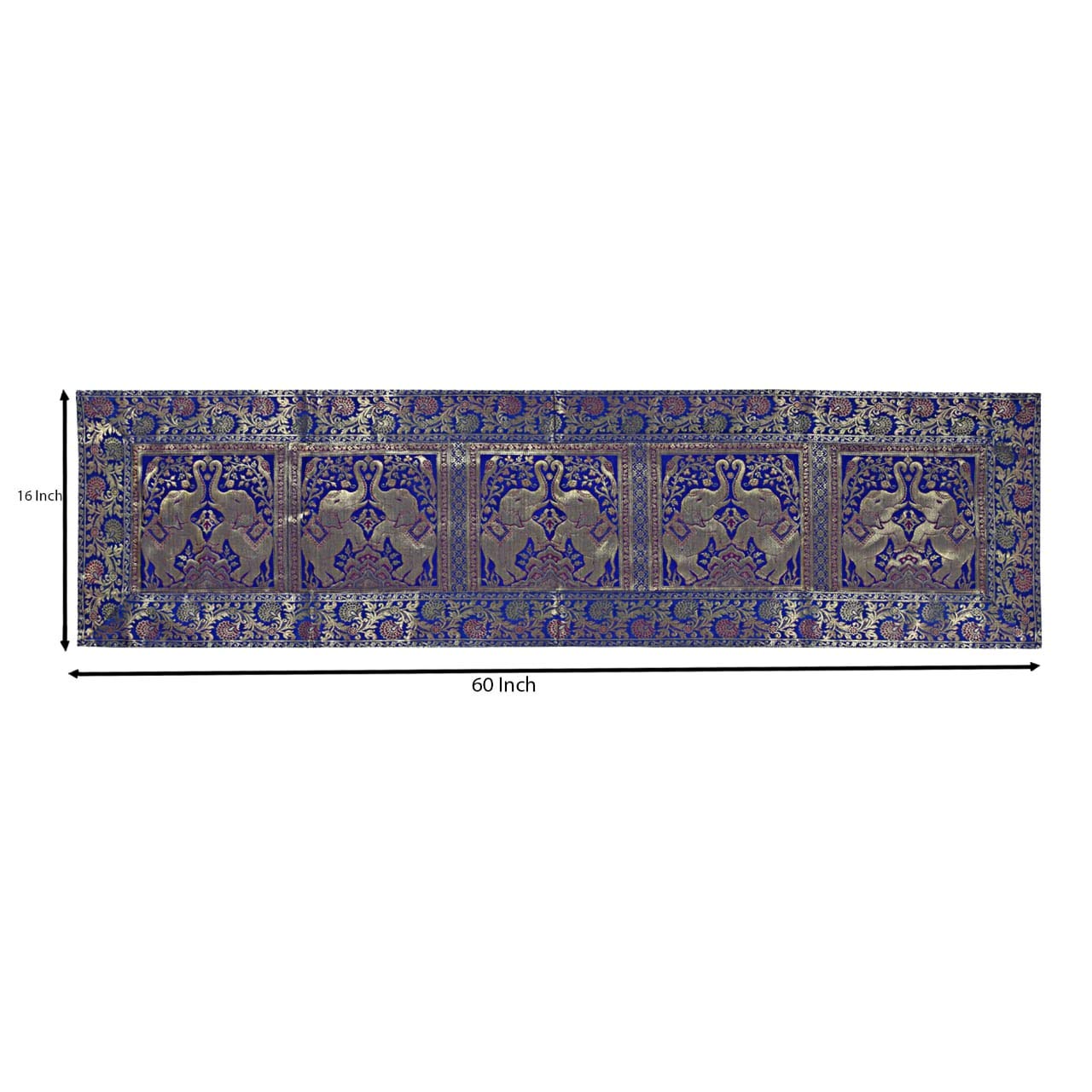 Premium Silk Table Runner 60x18 Inches - Traditional Floral Design Rectangular Table Cover for Dining Room Decor, Wedding Centerpiece, and Holiday Table Setting (Blue)