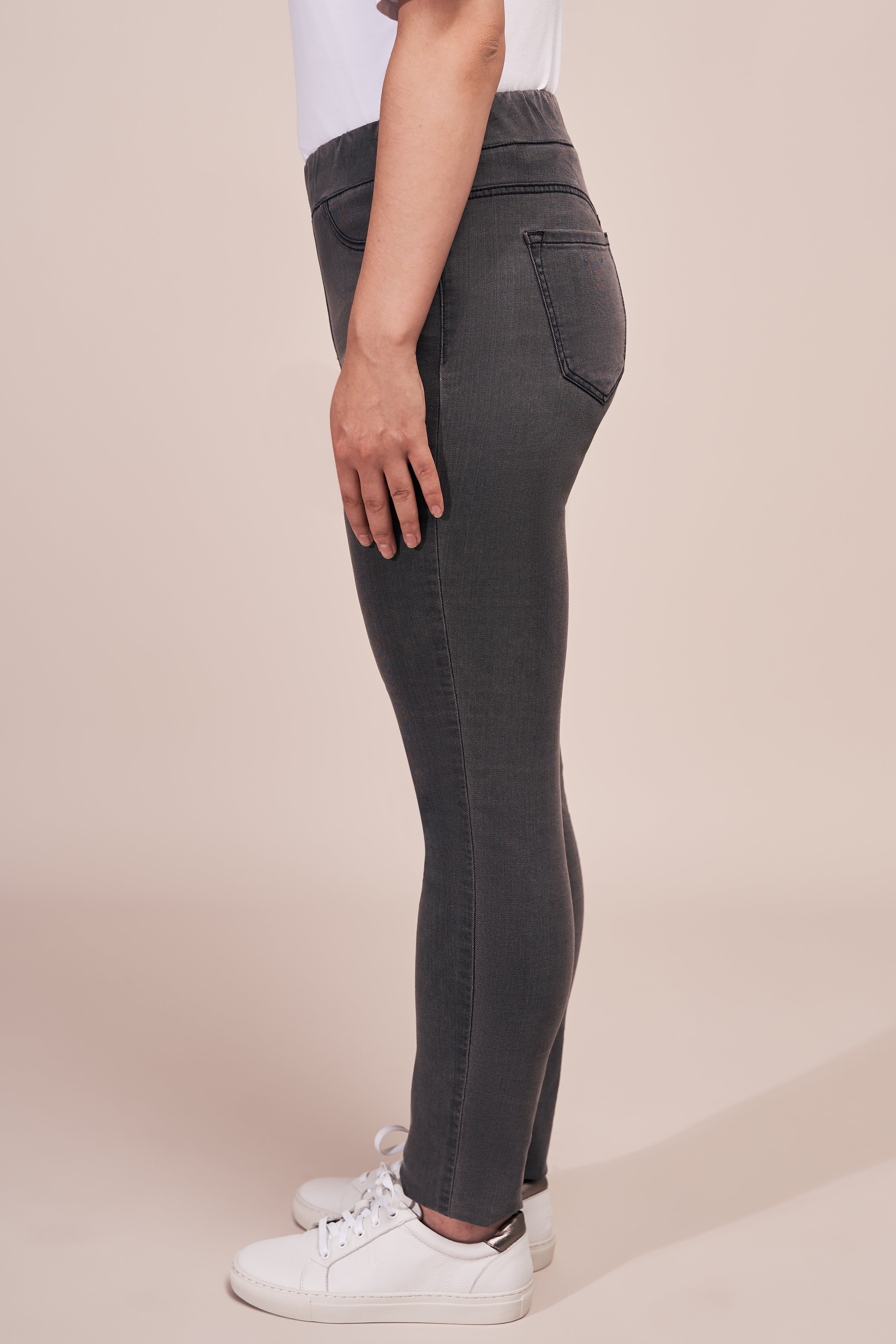 Bengajean® Long Length Grey Denim Jeans for Women - High Waist Stretch Skinny Pants, Perfect for Casual Wear, Office & Night Out