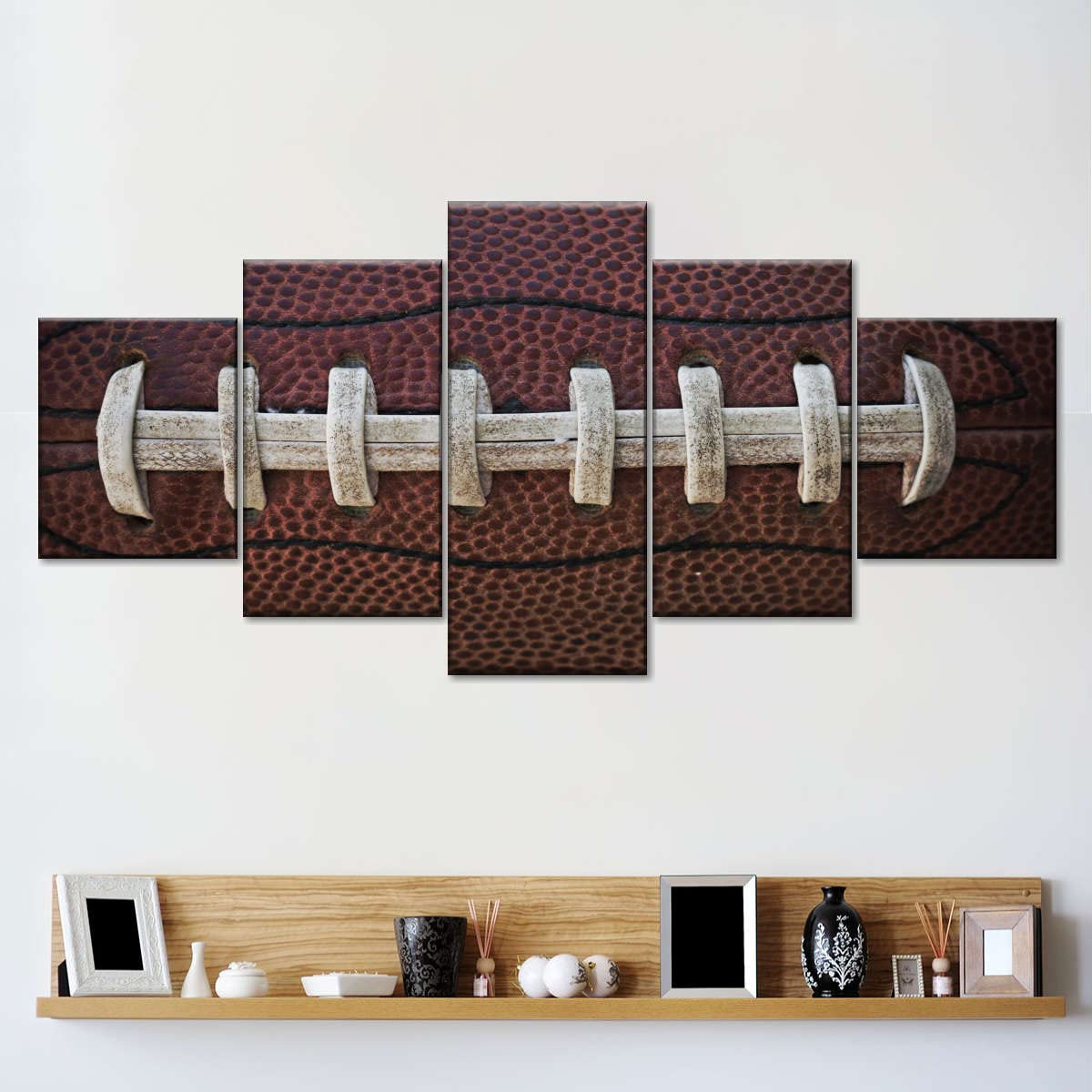 5-Piece Football Laces Canvas Wall Art Set - Large Premium Gallery-Wrapped Panels for Living Room Decor - Ready to Hang Sports Themed Home Artwork (Perfect for Game Rooms, Man Caves & Sports Bars)