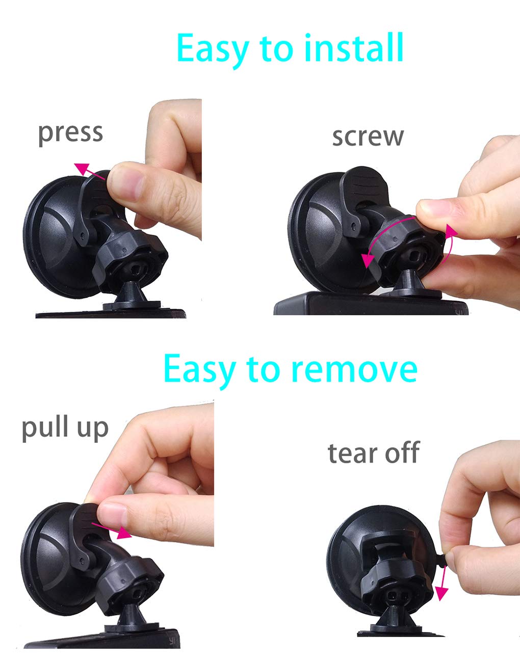 Oldshark Amuoc Jeemak Chortau Dash Cam Suction Cup Mount - 2 Pack, Strong Suction Power Car DVR Holder for Screw-Connect Dashcams, Heat Resistant & Easy to Install/Remove - Perfect for Road Trips, Uber/Lyft Drivers & Fleet Vehicles