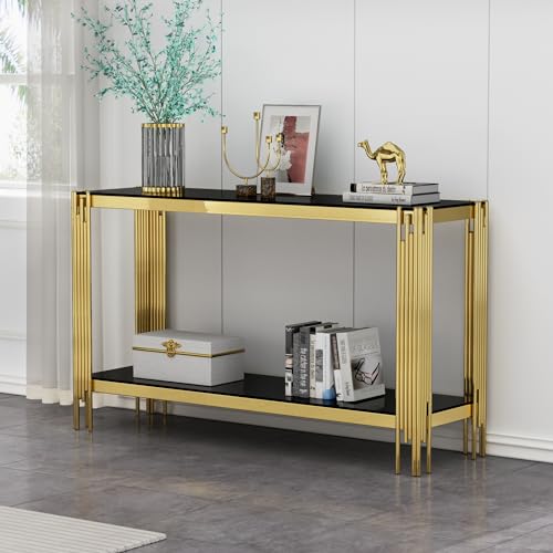 Black Glass Console Table