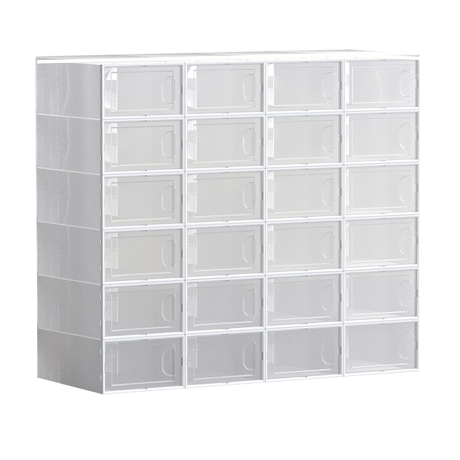 SUNDAY HOME 24-Piece Clear Plastic Shoe Organizer Box with Door - Stackable Shoe Storage Bins & Sneaker Display Case for Closet, Entryway, Bedroom - Perfect for Organizing Shoes, Accessories & Small Items