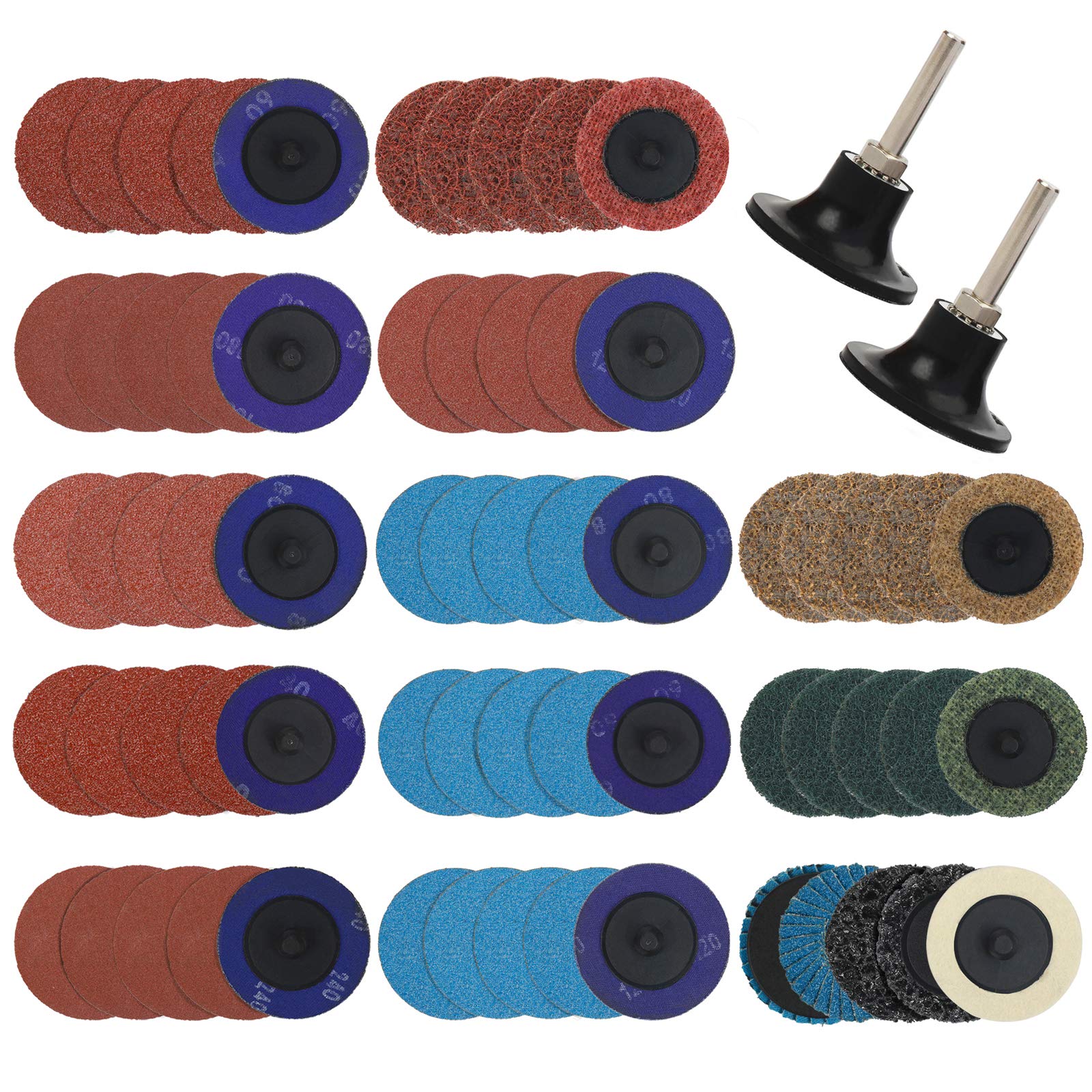 WORKPRO 101-Piece 2-Inch Sanding Discs Kit with 1/4-Inch Holder - Surface Conditioning Discs for Die Grinder, Paint & Rust Removal, Metal Polishing & Wood Finishing - Perfect for Automotive, Woodworking & DIY Projects