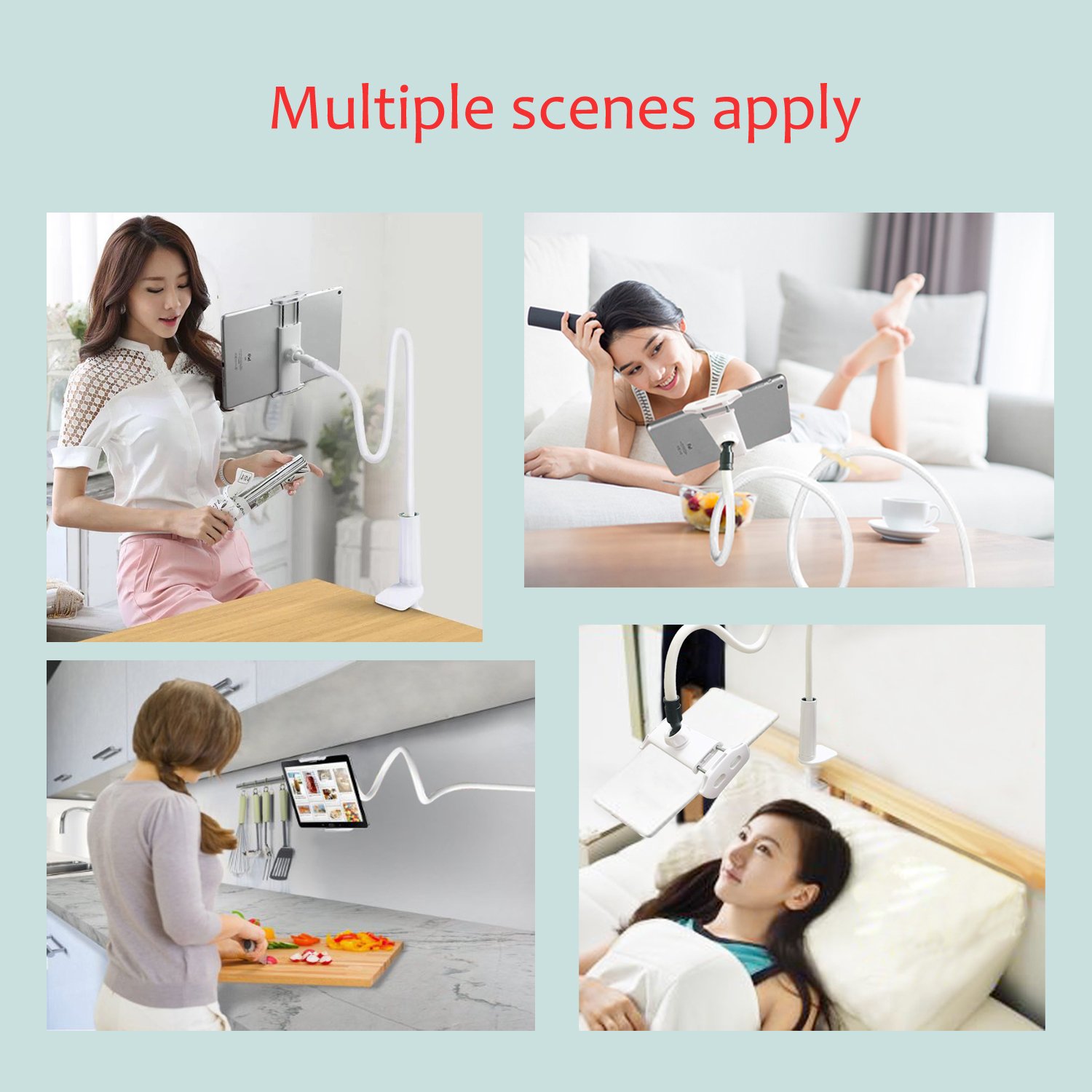 Adjustable Gooseneck Phone Stand for iPad Tablet - Desktop, Bedroom, Office Use