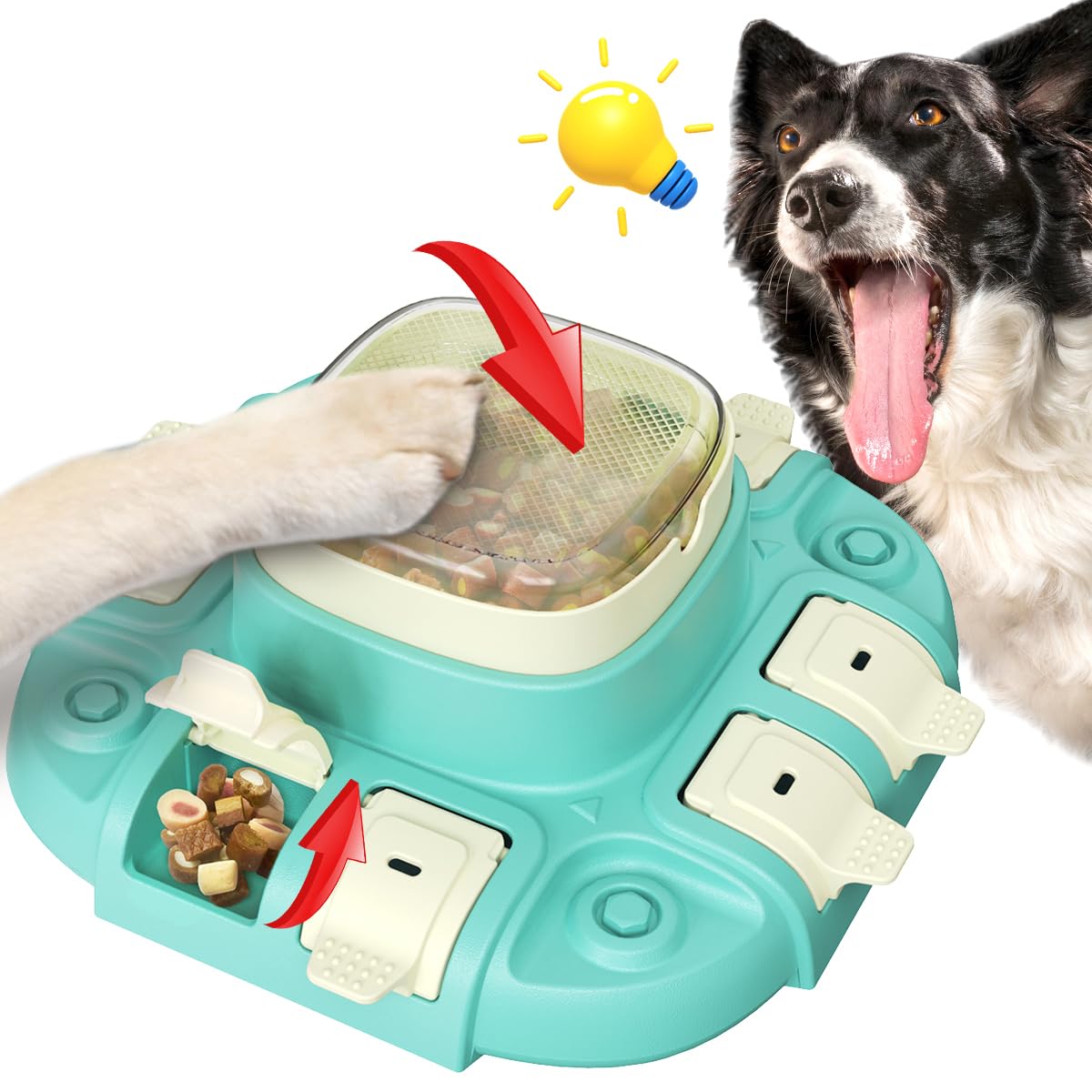 Interactive Dog Puzzle Toy - Slow Feeder & Treat Dispenser for Medium/Large Dogs | 2-Level IQ Training Game for Brain Stimulation | Perfect for Mealtime Enrichment & Anxiety Relief