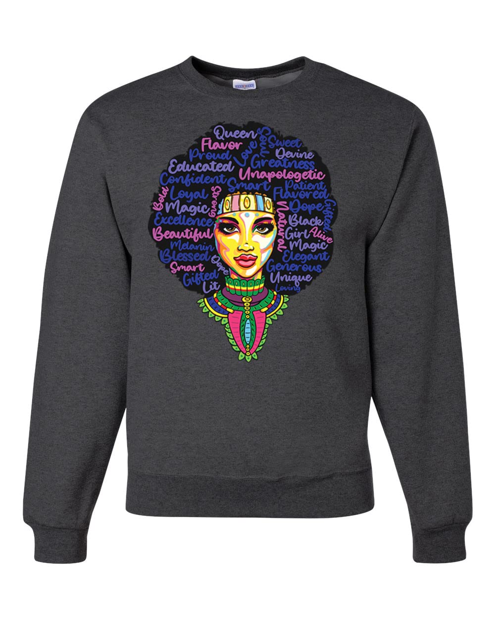 Wild Bobby Queen Bee Strong Black Woman Black Pride Unisex Crewneck Graphic Sweatshirt - Black Empowerment Apparel for Women & Men - Perfect for Black History Month, Cultural Events & Everyday Wear