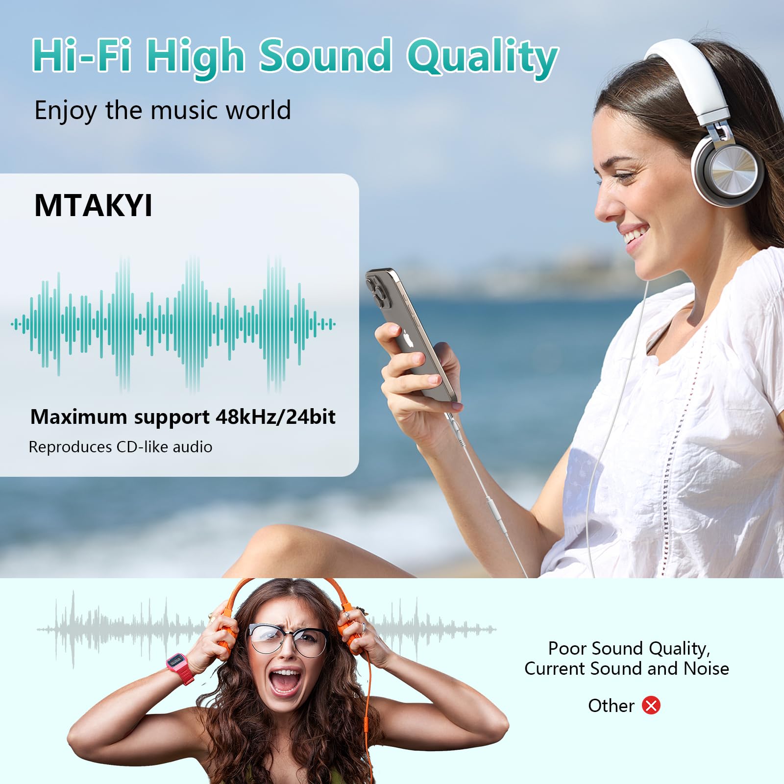 2-in-1 Lightning/USB-C to 3.5mm Headphone Adapter - MFi Certified Audio Dongle for iPhone 16/15/14 Pro Max, Galaxy S24/S23, iPad - Perfect for Music, Gaming & Hands-Free Calling