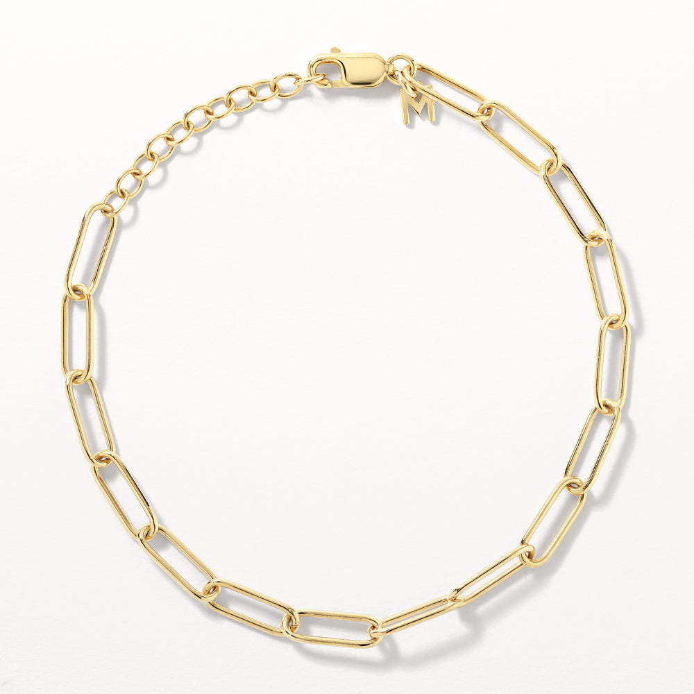 Charm Paperclip Chain Bracelet in Gold - Elegant Dainty Jewelry for Women, Trendy Layering Bracelet for Everyday Wear, Gift for Her, Perfect for Parties & Date Nights