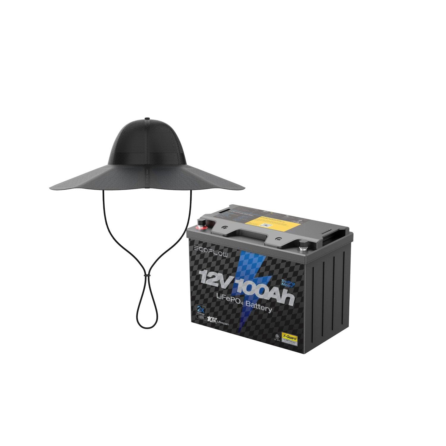 EcoFlow 12V 100Ah Lithium Deep Cycle Battery for Marine Trolling Motors - Perfect for Boats, RVs, and Off-Grid Power Systems