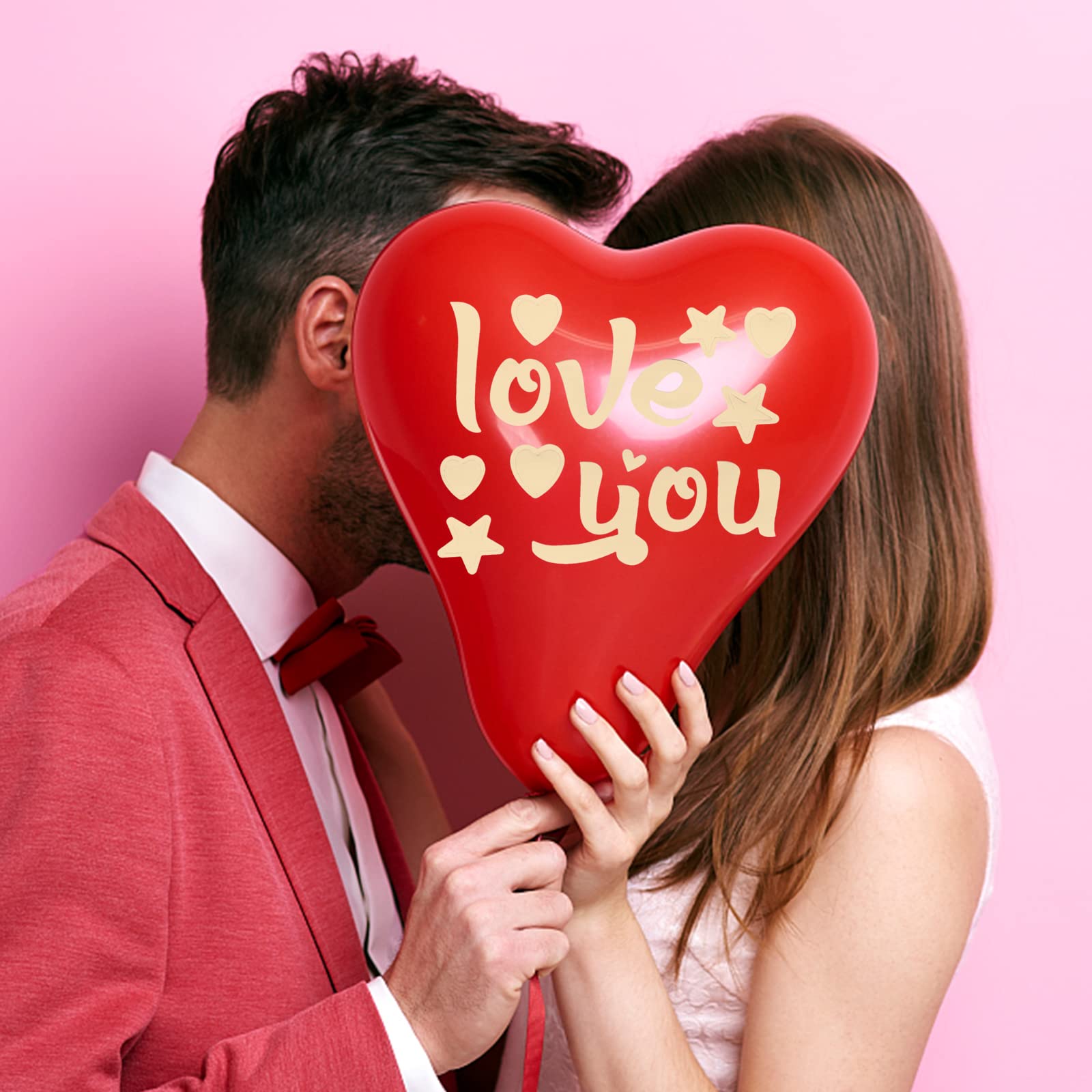 LUOZZY 20 Pcs I Love You Balloon Stickers - Heart Shaped PVC Gold Wall Decals for Wedding, Mother's Day, Valentine's Day & Anniversary Decor - Perfect for Party Backdrops, Photo Booths & Romantic Home Decor