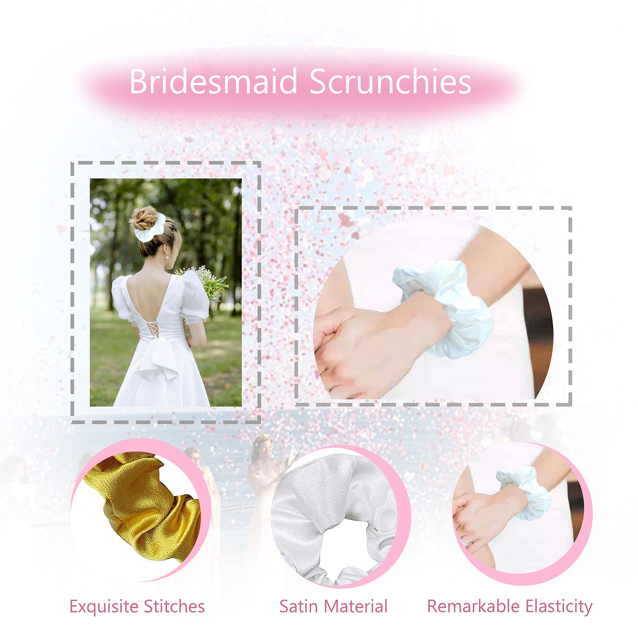 LADY&HOME 10-Pack Bridesmaid Hair Scrunchies - Proposal Gifts for Bachelorette Party, Bridal Shower & Wedding Party (Blue) - Perfect for Bridesmaid Proposals, Wedding Favors & Special Occasions
