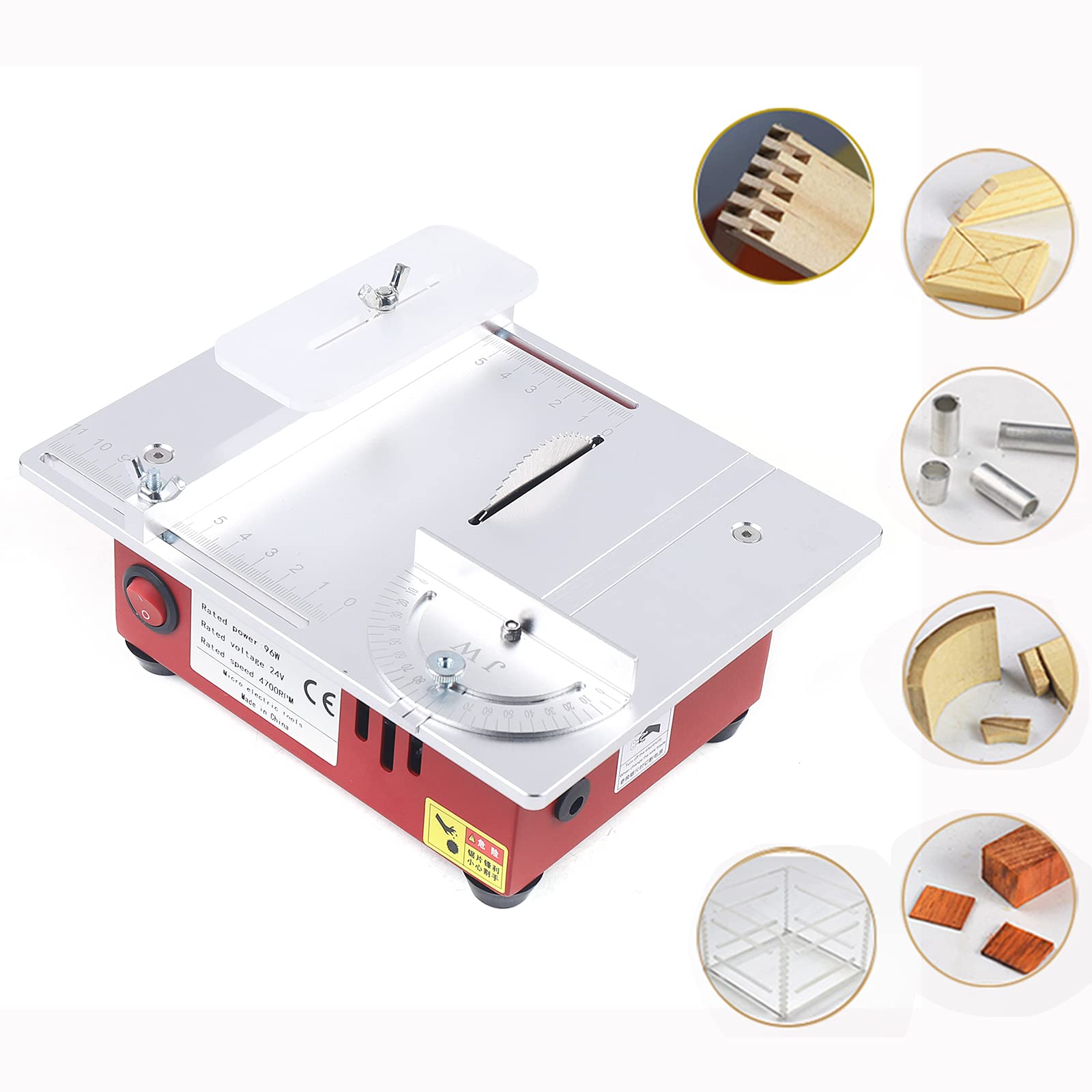 DNYSYSJ 96W Mini Table Saw for Wood, Metal & Plastic - DIY Cutting Tool for Home & Workshop