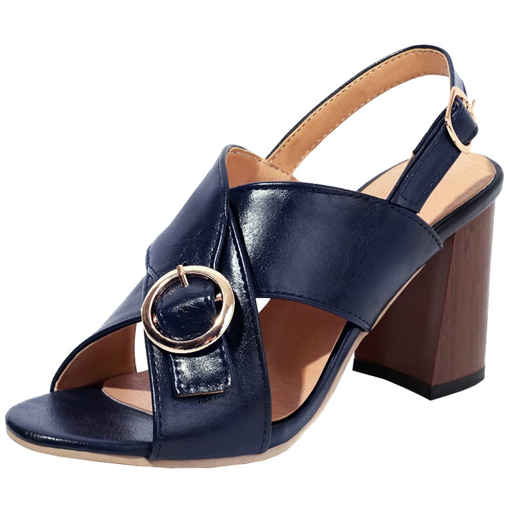 Agodor Women's Open Toe Chunky High Heels Strappy Slingback Sandals - Comfortable Summer Party Shoes for Weddings, Dates & Night Out