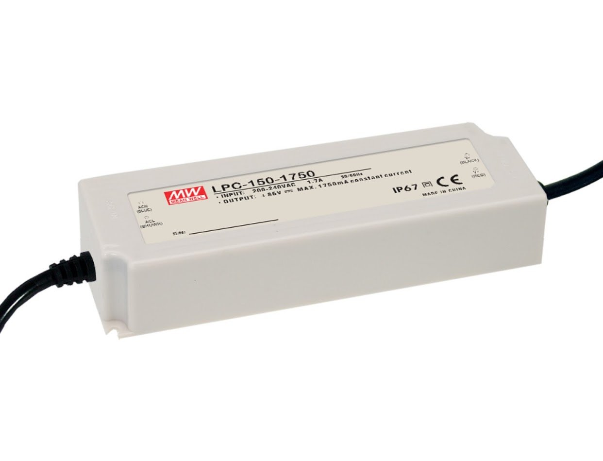 Meanwell LPC-150-2100 150W 2100mA LED Constant Current Driver Power Supply - 3 Pack for LED Strip Lights, Signage & Commercial Lighting Applications