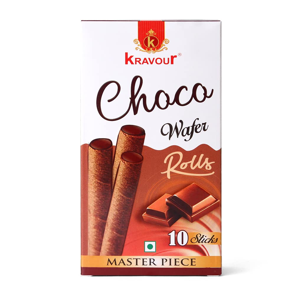 Kravour Wafer Rolls Combo Pack 400G - Chocolate, Dark Chocolate & Strawberry Flavors (100G Each) | Crispy Snacks for Parties, Gifts & Dessert Lovers