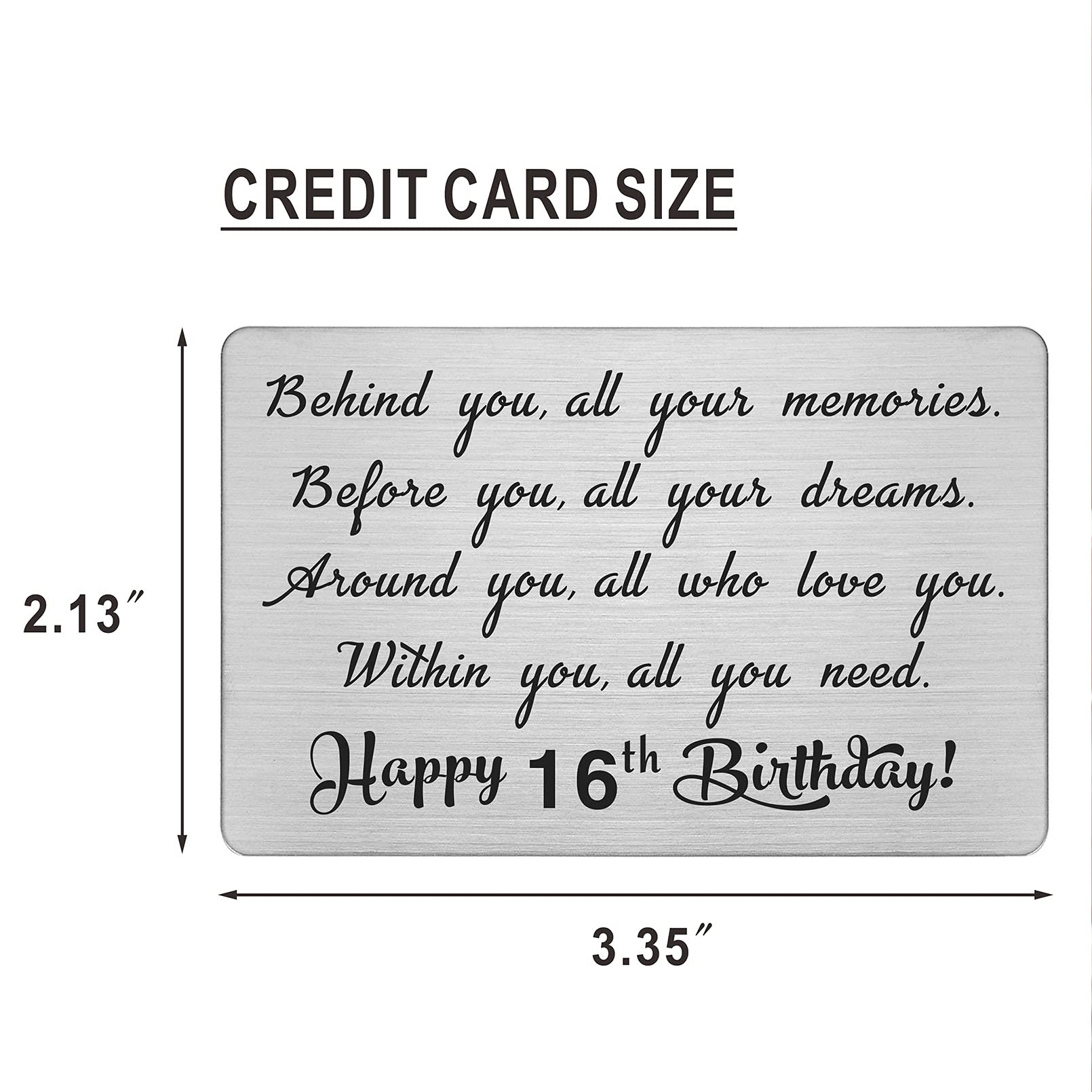 16th Birthday Wallet Card Gift for Boys & Girls - Personalized Engraved Keepsake for Sweet 16 Celebrations | Perfect for Birthday Decorations, Party Favors & Milestone Gifts