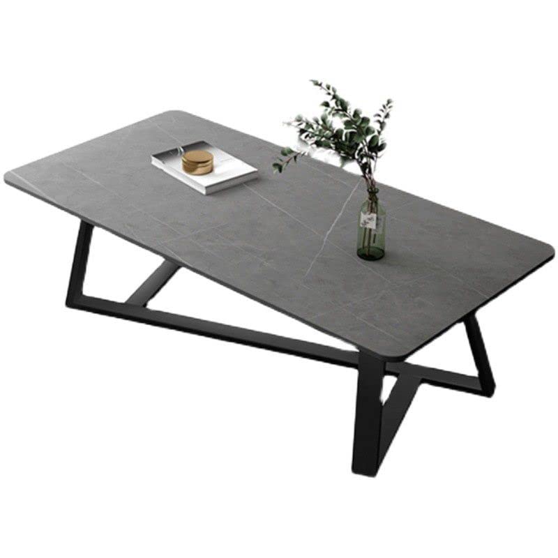 Mid-Century Modern Coffee Table with Slate Top & Metal Frame - 31.5